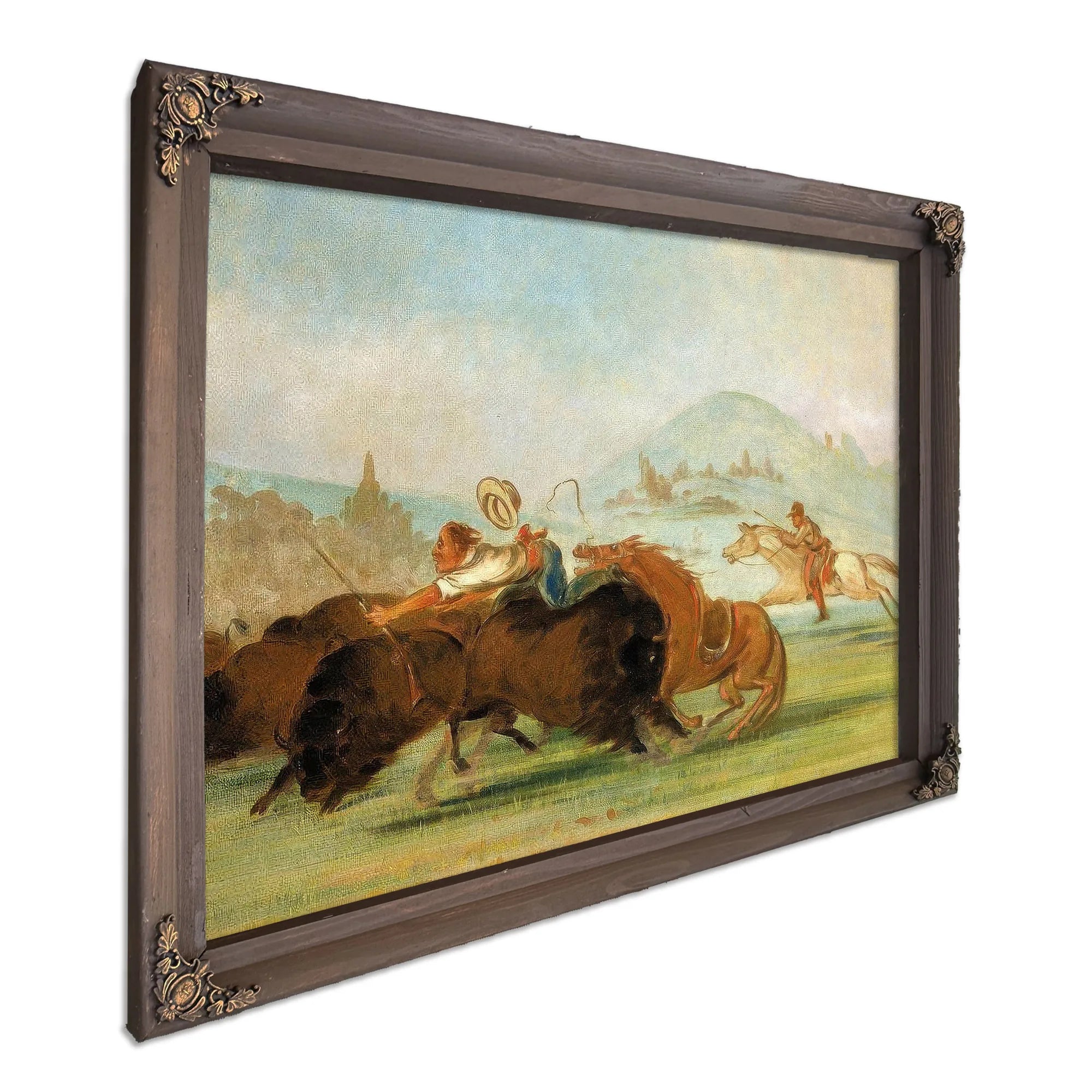 Batiste And I Running Buffalo, Mouth Of The Yellowstone By George Catlin Fine Art Print