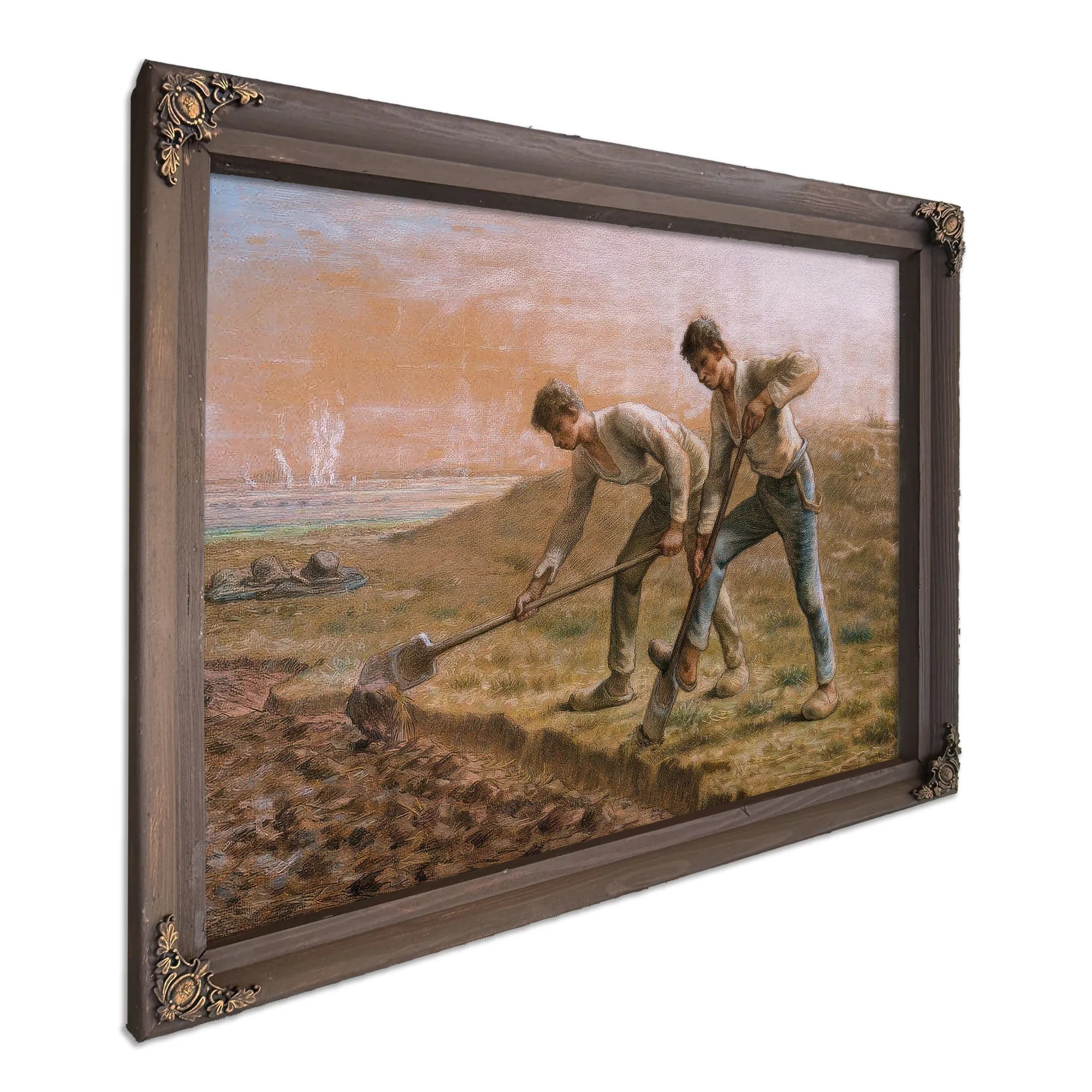 Two Men Turning Over The Soil By Jean Francois Millet Fine Art Print