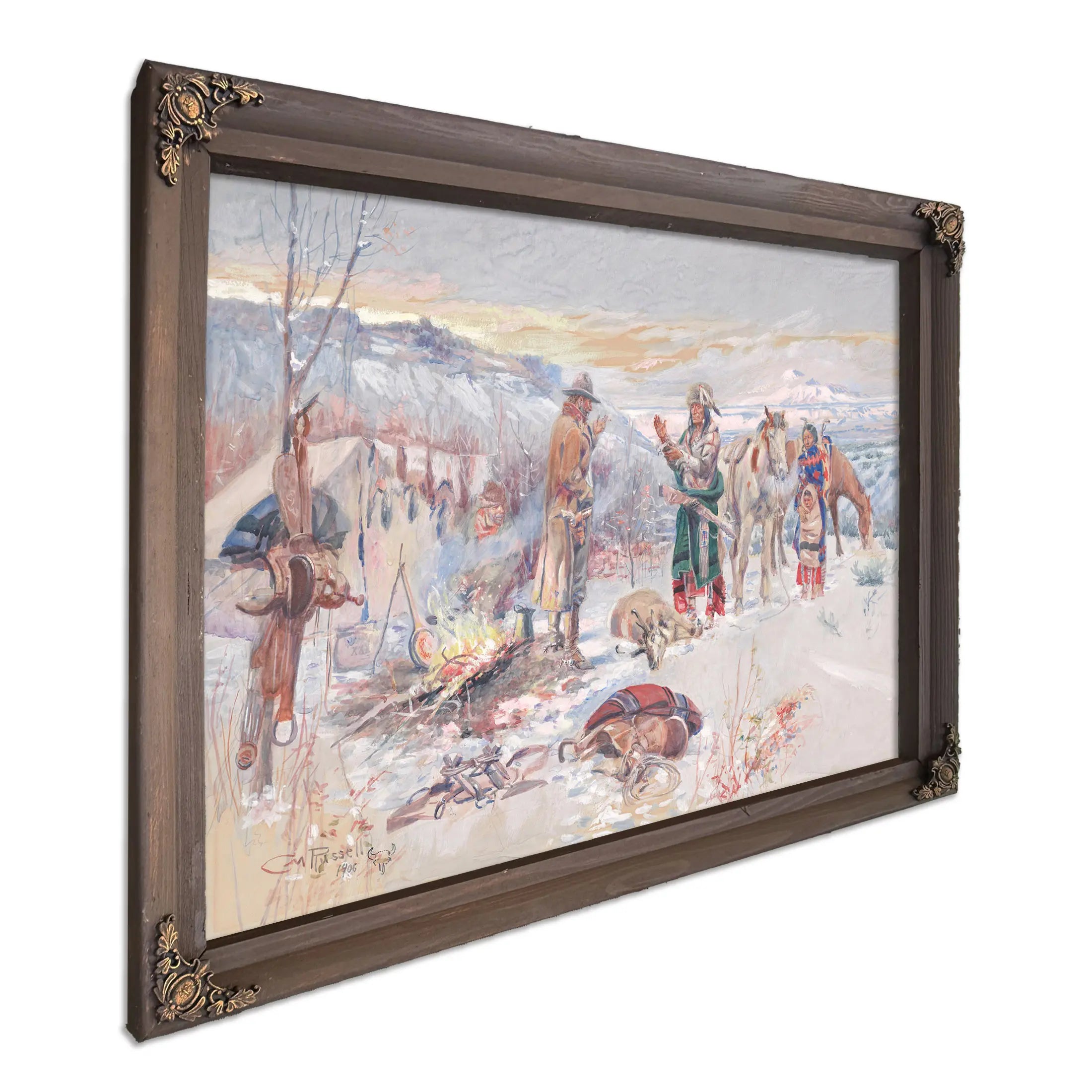 The Wolfer S Camp by Charles Marion Russell
