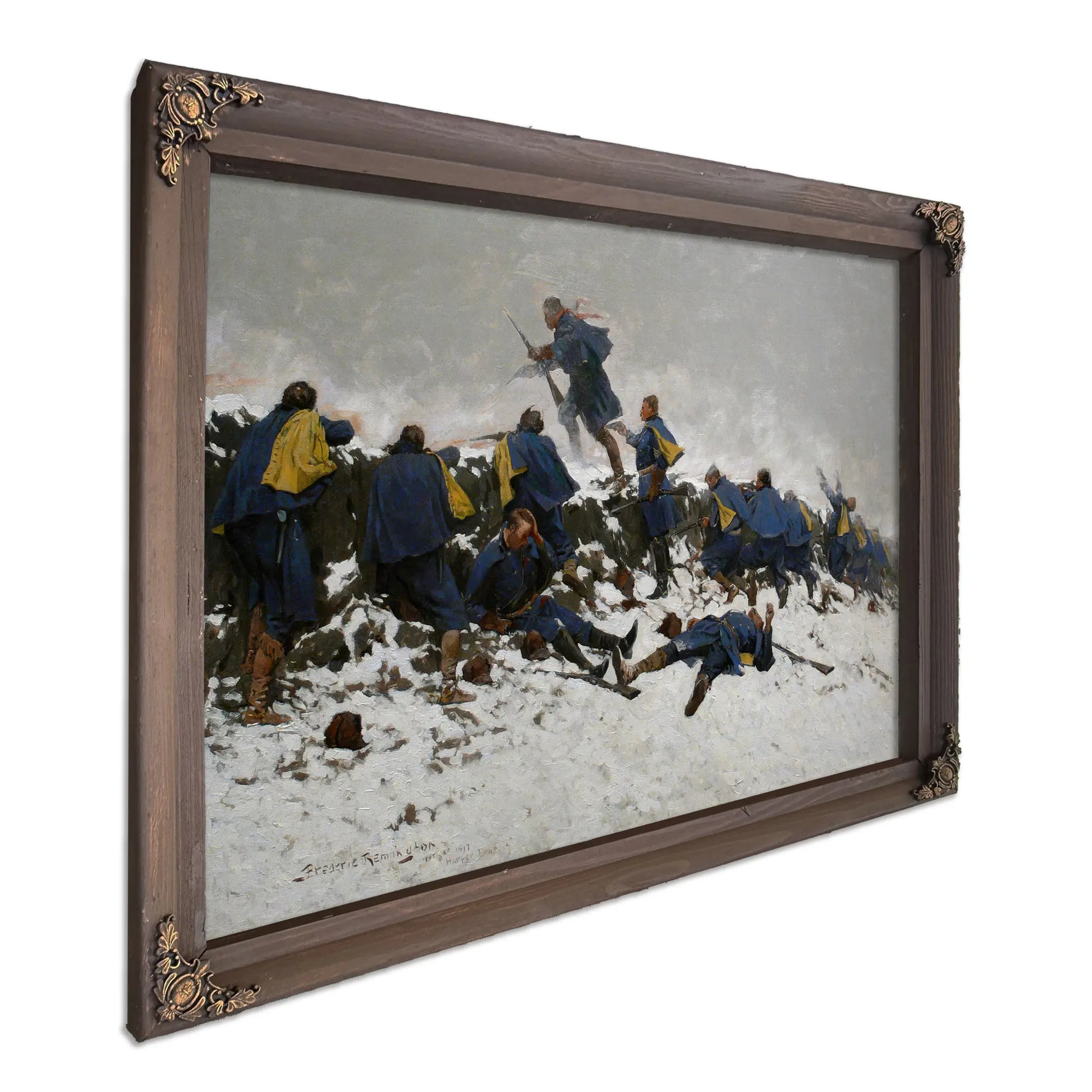 Remington Through The Smoke Sprang The Daring Soldier by Frederic Remington
