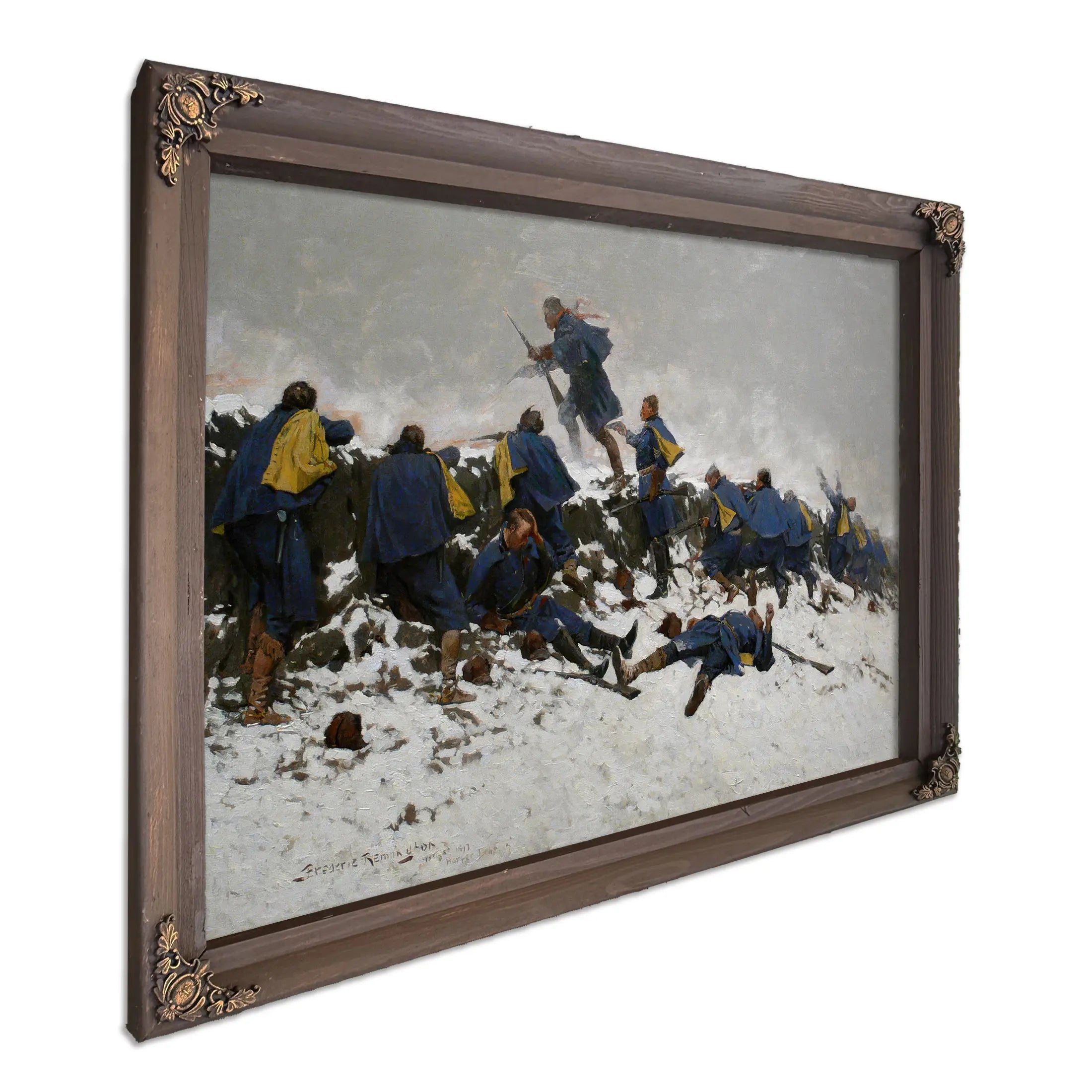 Remington Through The Smoke Sprang The Daring Soldier by Frederic Remington