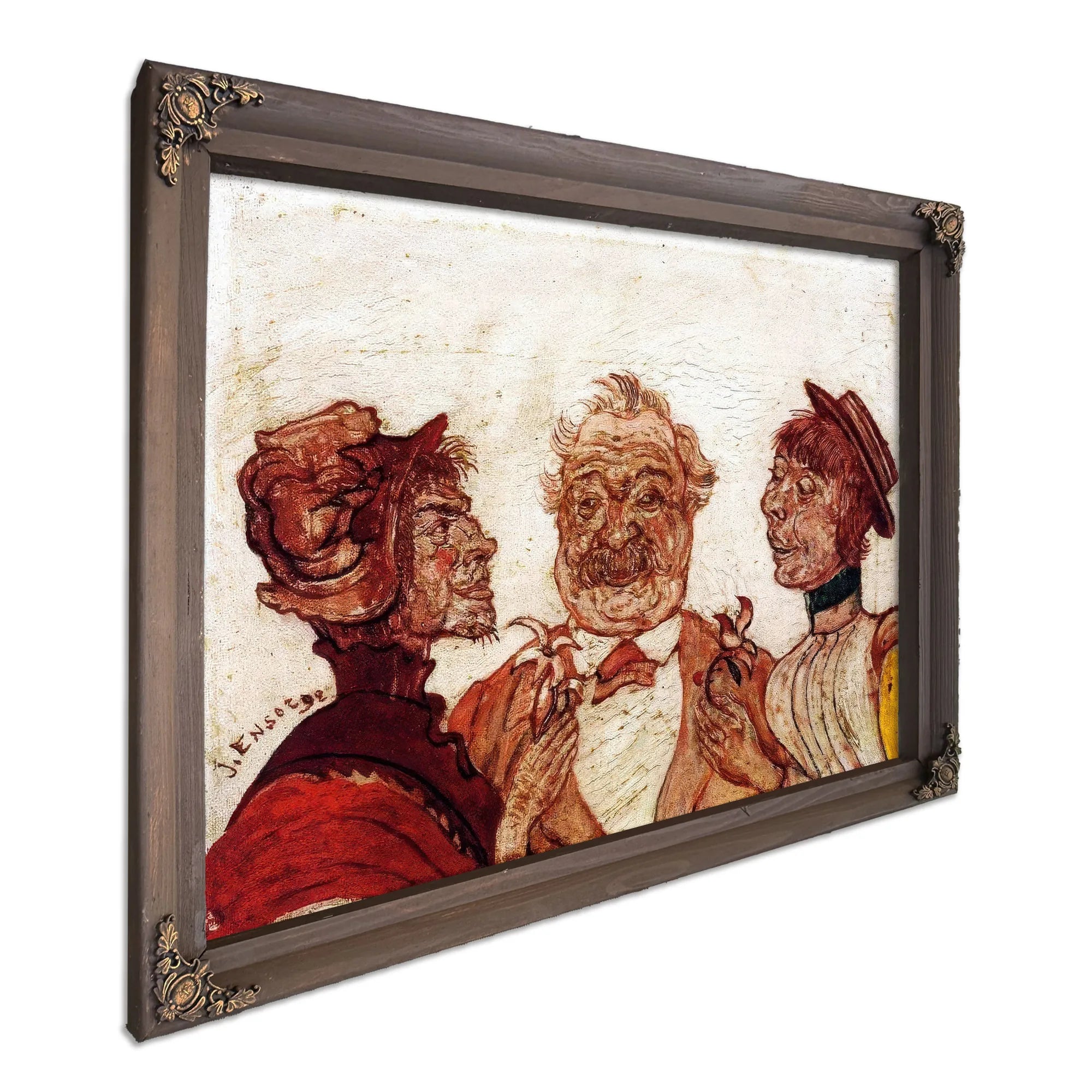 Monsieur And Madame Rousseau Speaking With Sophie Yoteko By James Ensor Fine Art Print