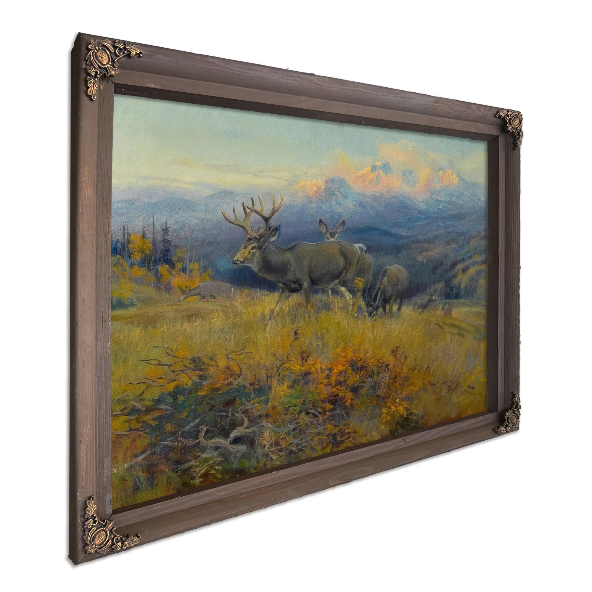 Deer In Landscape By Charles Marion Russell Fine Art Print