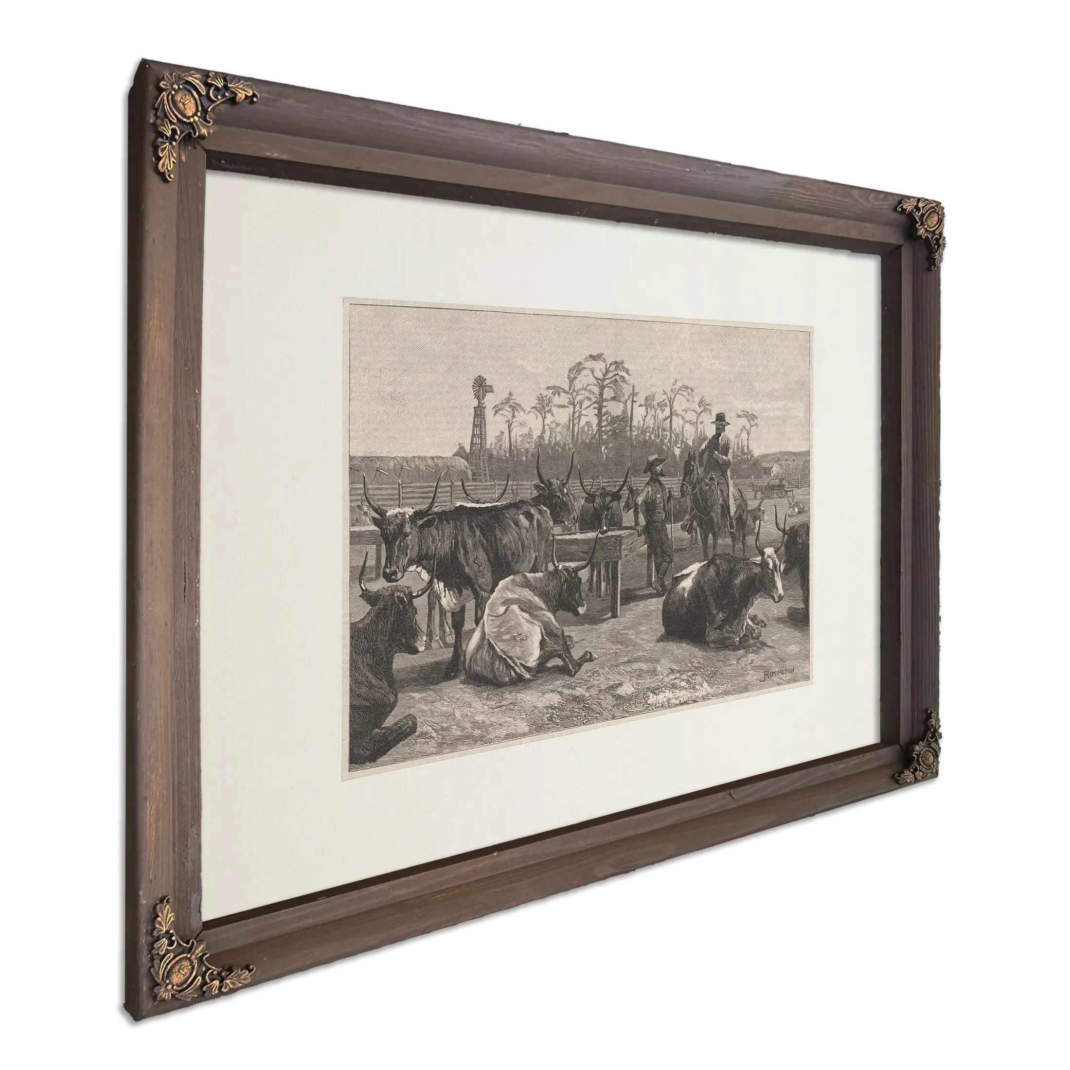 Texan Cattle In Kansas Corn Corral by Frederic Remington