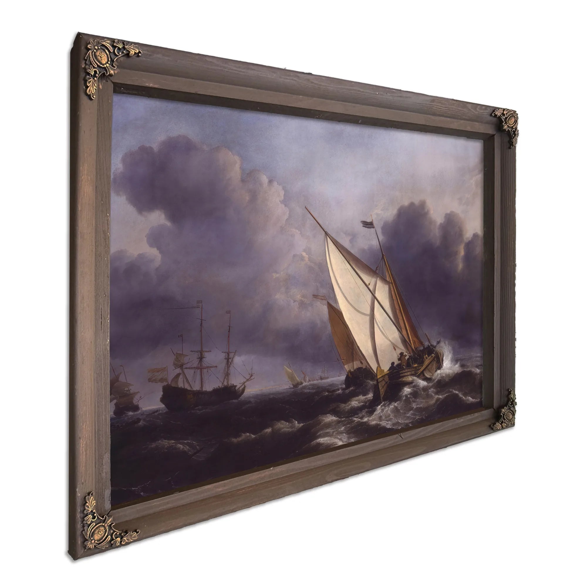 Ships In A Stormy Sea By Willem Van De Velde Ii Fine Art Print