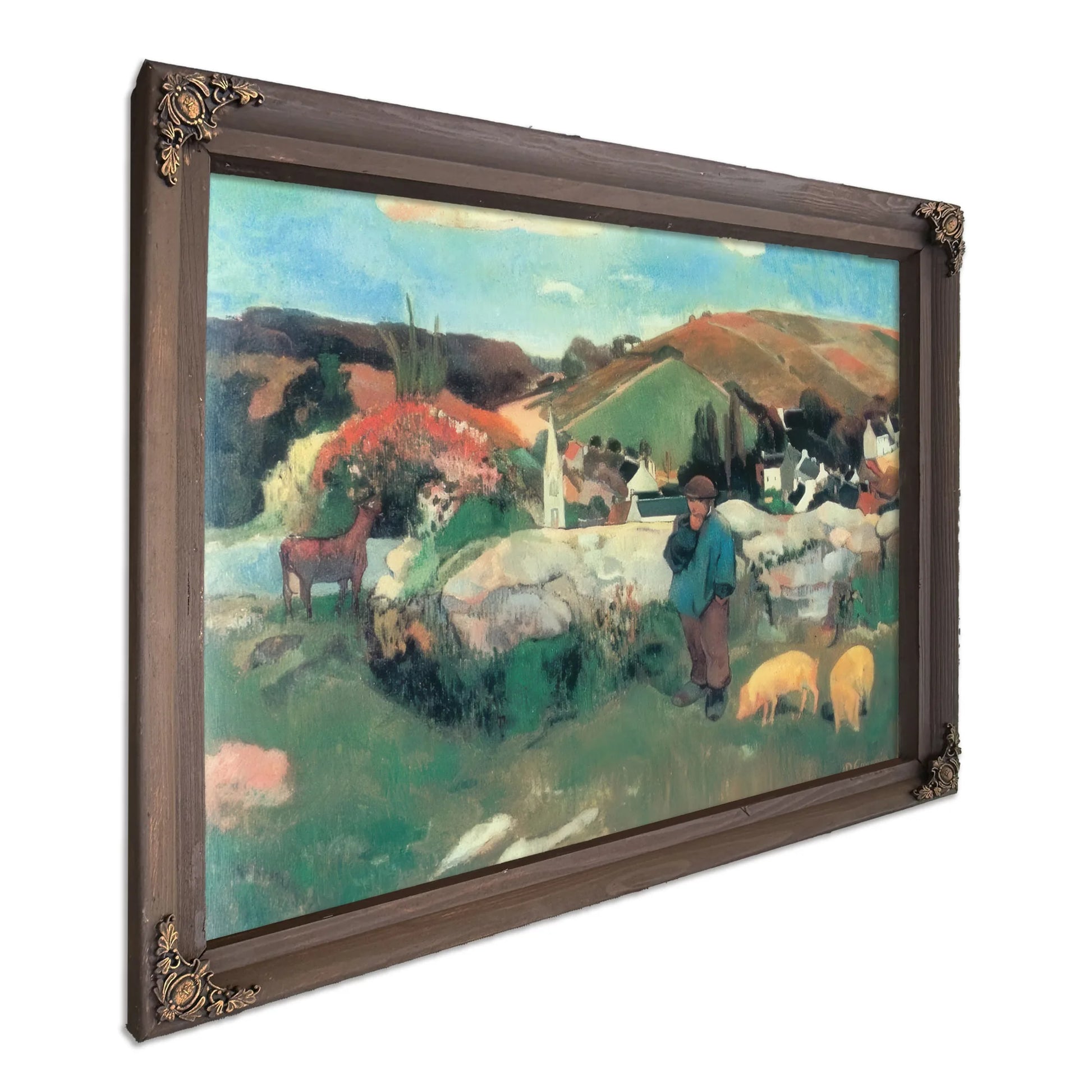 Breton Landscape With Pigs By Paul Gauguin Fine Art Print