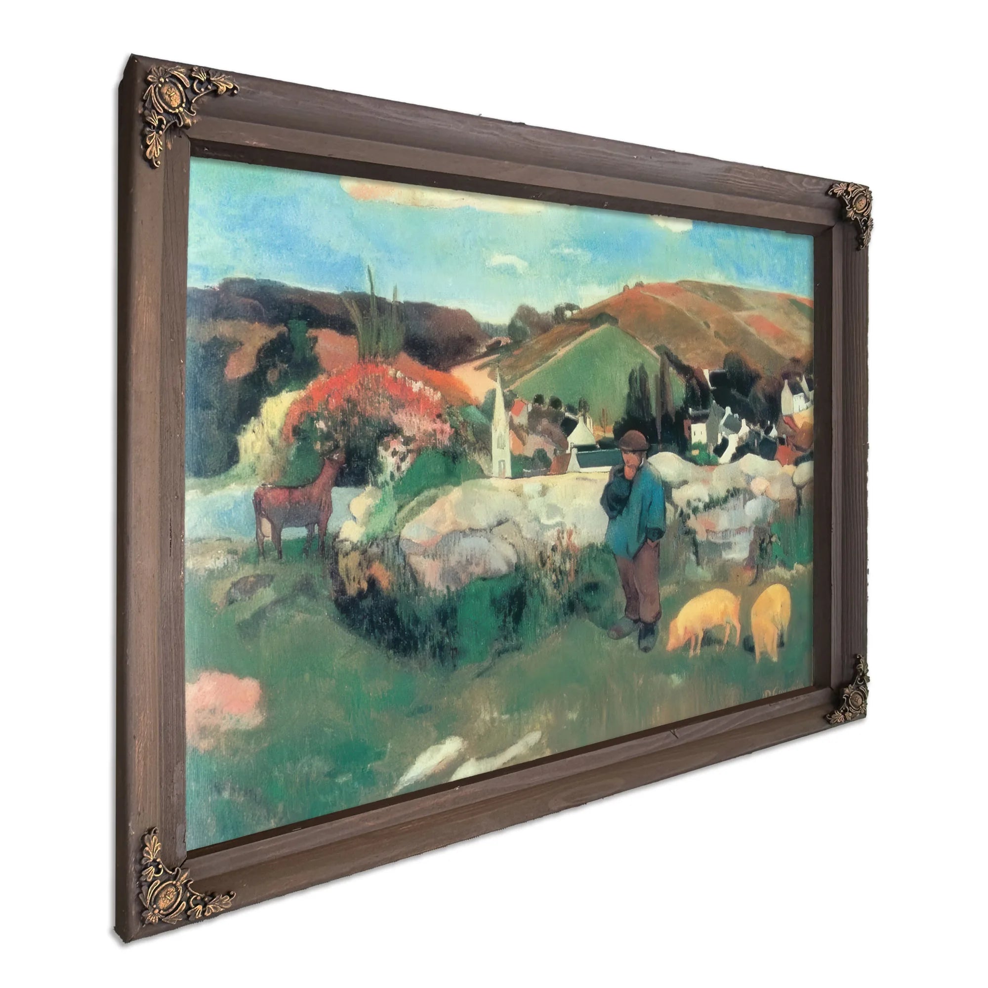 Breton Landscape With Pigs By Paul Gauguin Fine Art Print