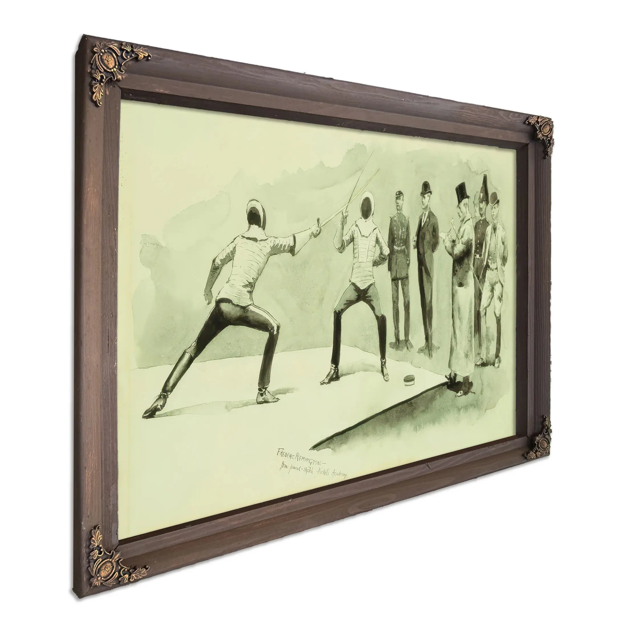 Fencing At Dickels Academy by Frederic Remington