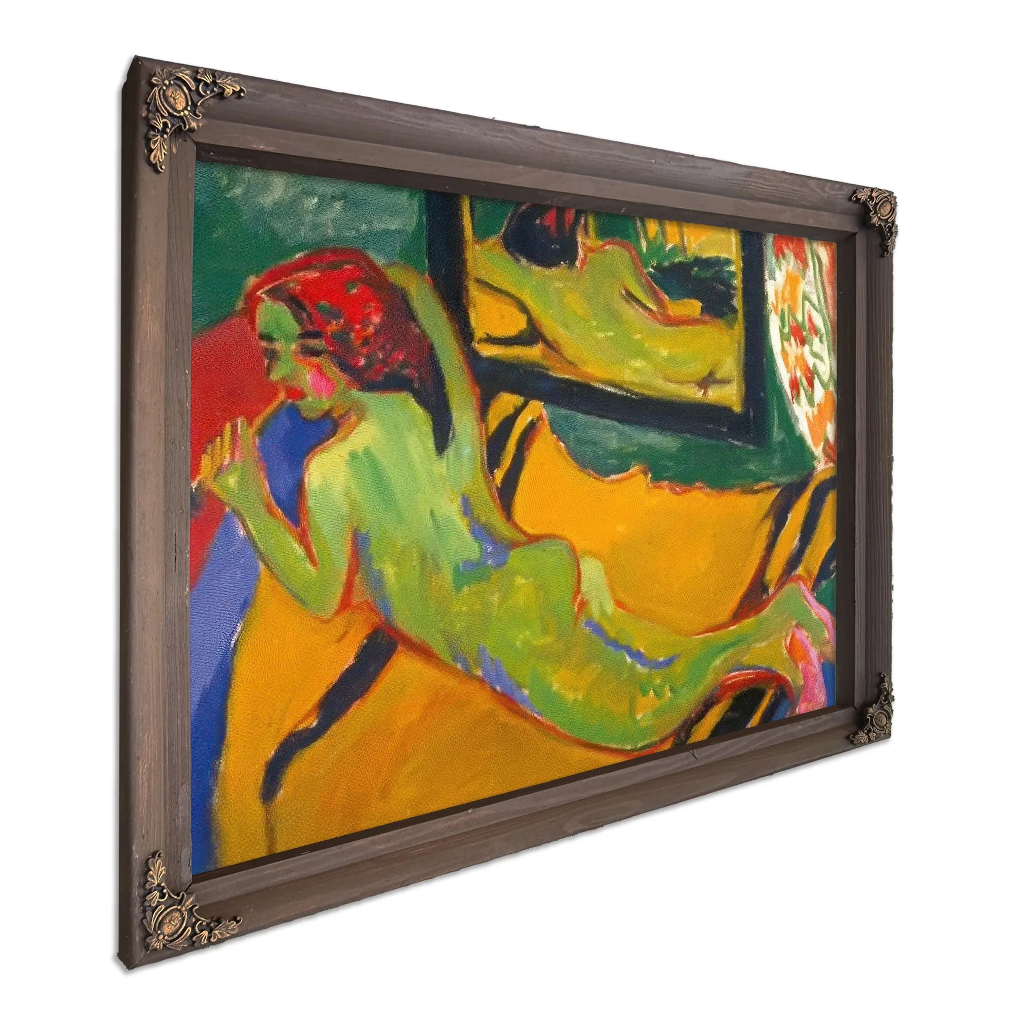 Reclining Nude In Front Of The Mirror ( With Pipe) By Ernst Ludwig Kirchner Fine Art Print