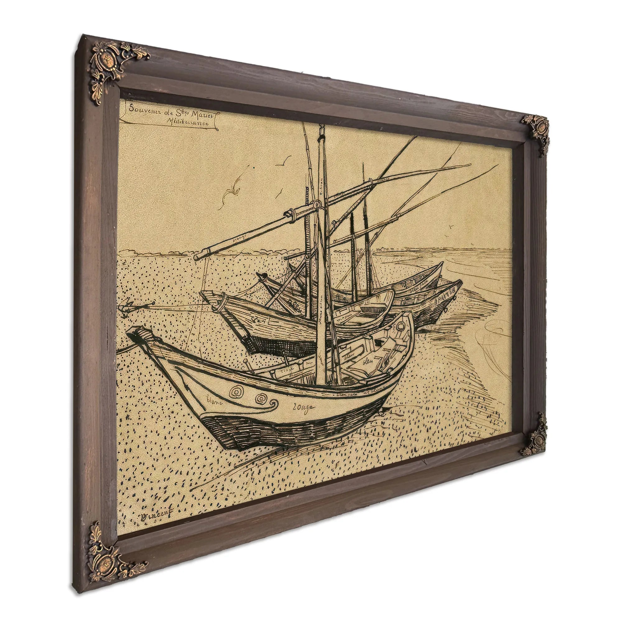 Boats On The Beach At Saintes Maries De La Mer By Vincent Van Gogh Fine Art Print