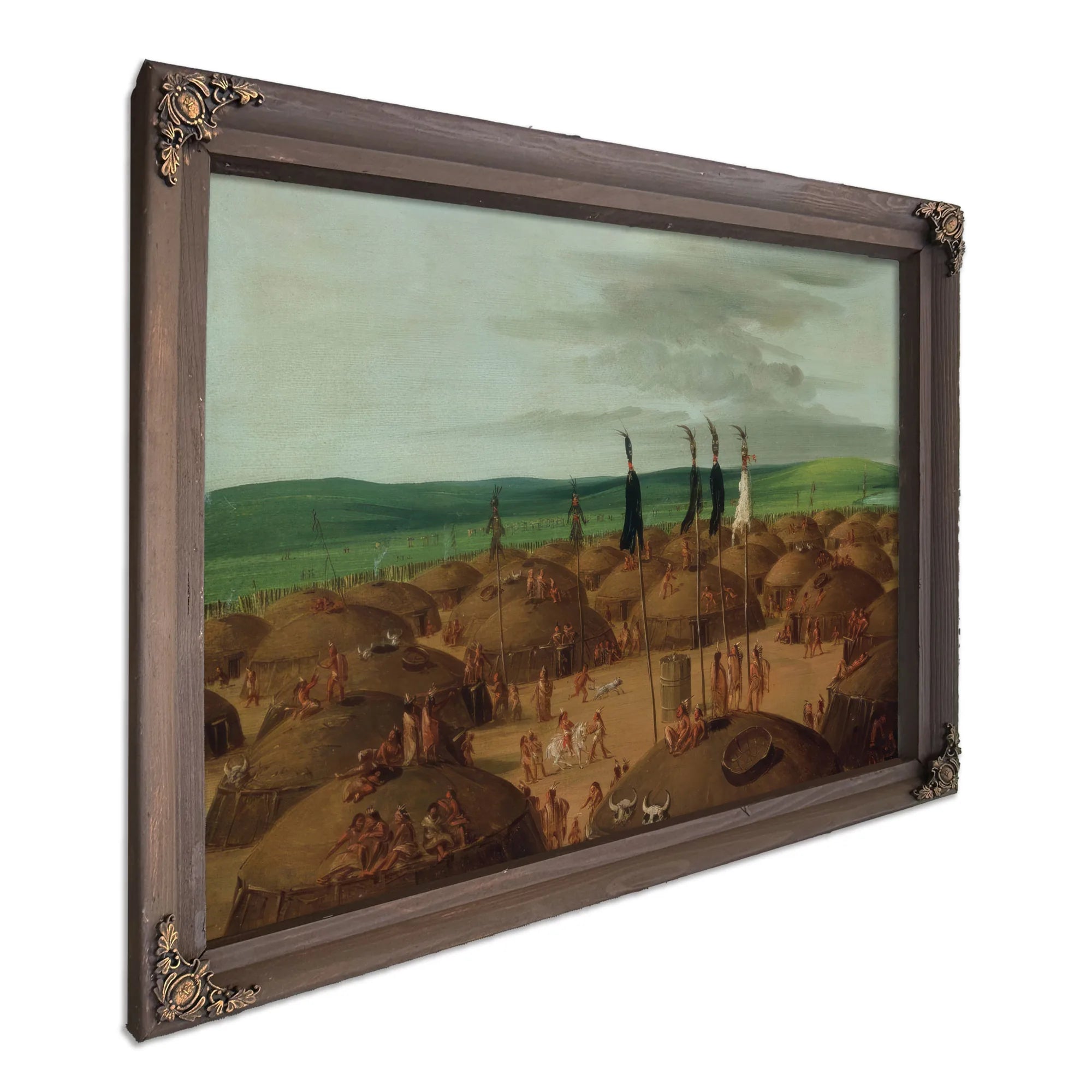 Bird's Eye View Of The Mandan Village, 1800 Miles Above St. Louis By George Catlin Fine Art Print