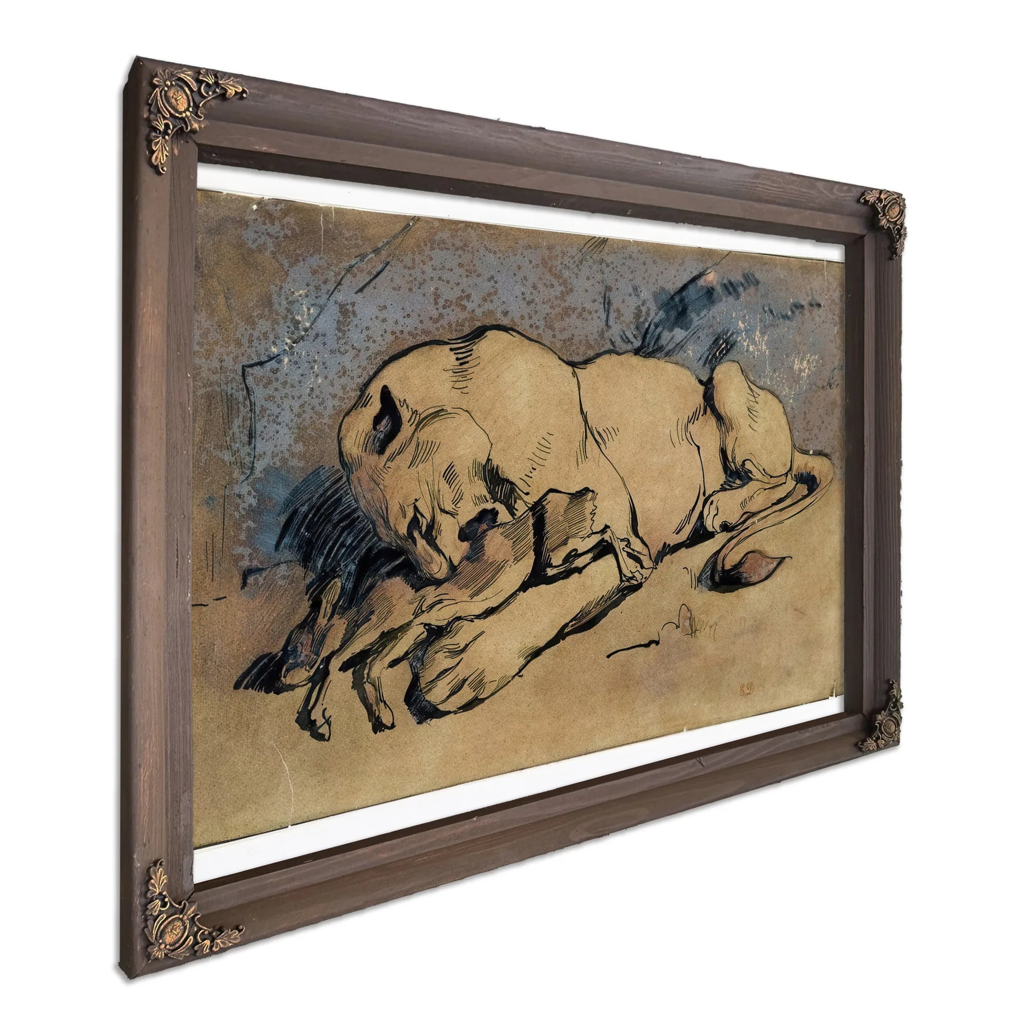 Lioness Devouring A Rabbit By Eugene Delacroix Fine Art Print
