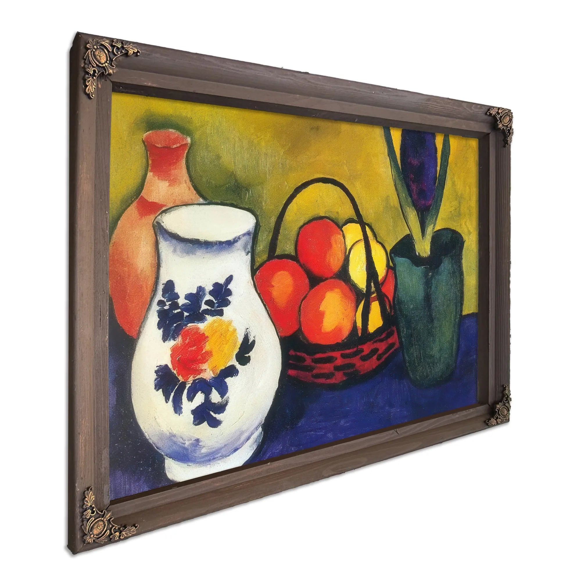 White Pot Flowers And Fruit By August Macke Fine Art Print
