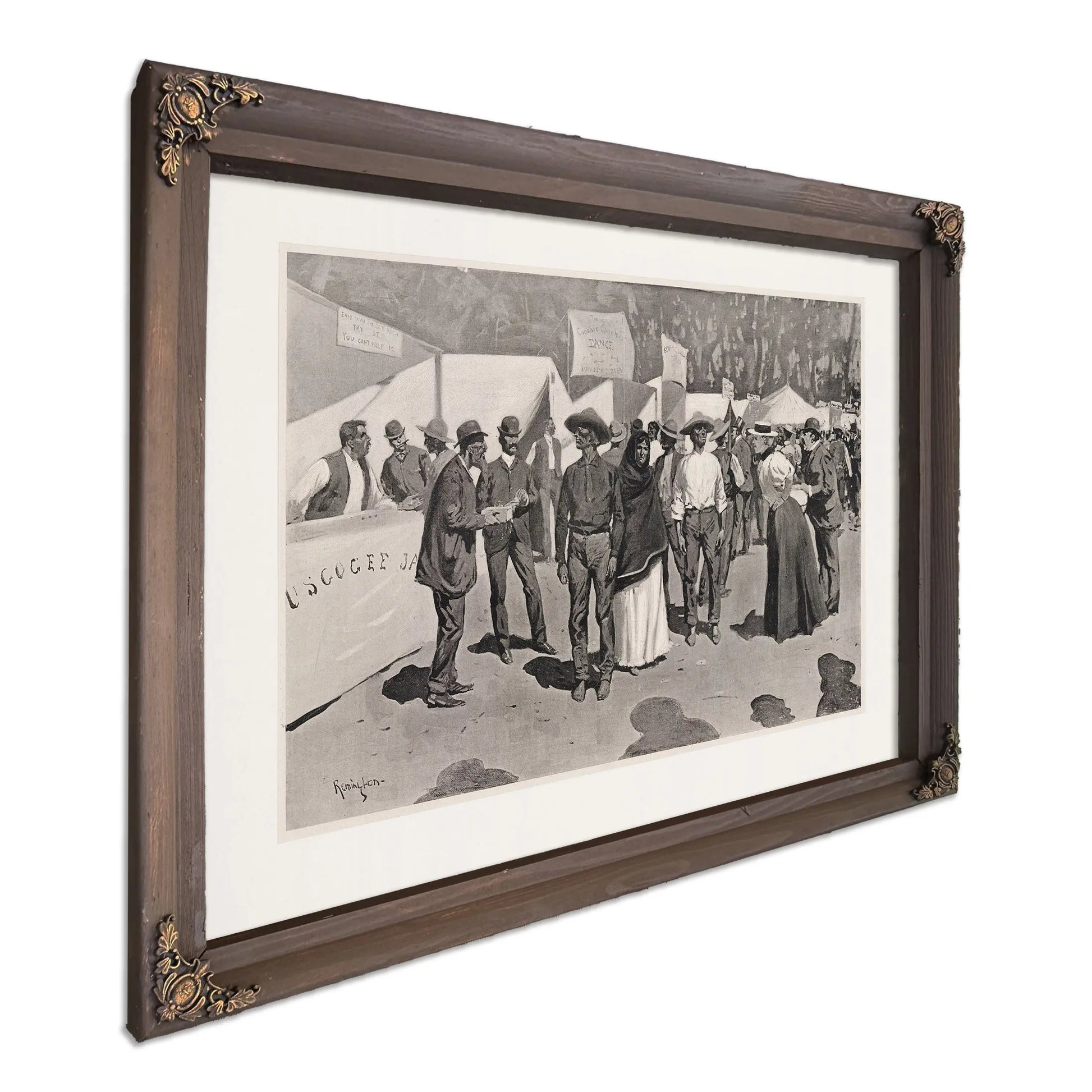 Paying The Indians For The Cherokee Strip Scenes Around The Government Paymasters Quarters by Frederic Remington