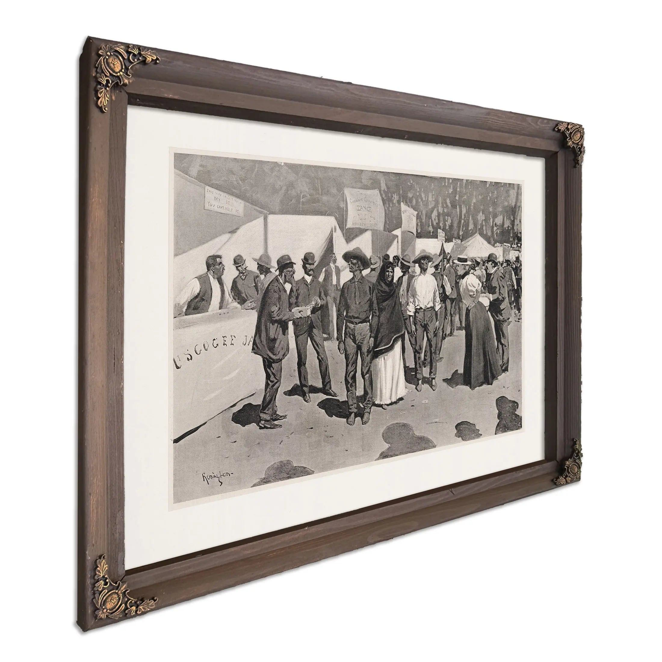 Paying The Indians For The Cherokee Strip Scenes Around The Government Paymasters Quarters by Frederic Remington