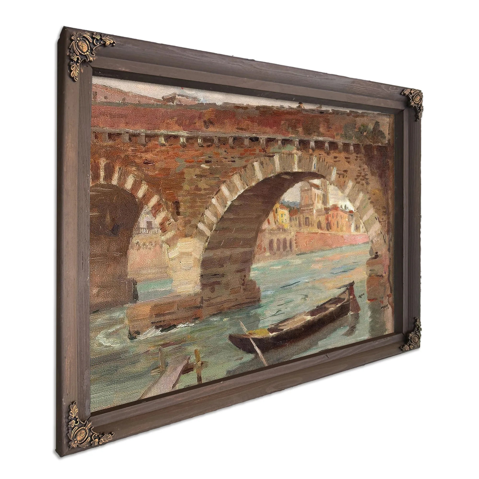 A Boat Moored Near A Bridge By Colin Campbell Cooper Fine Art Print