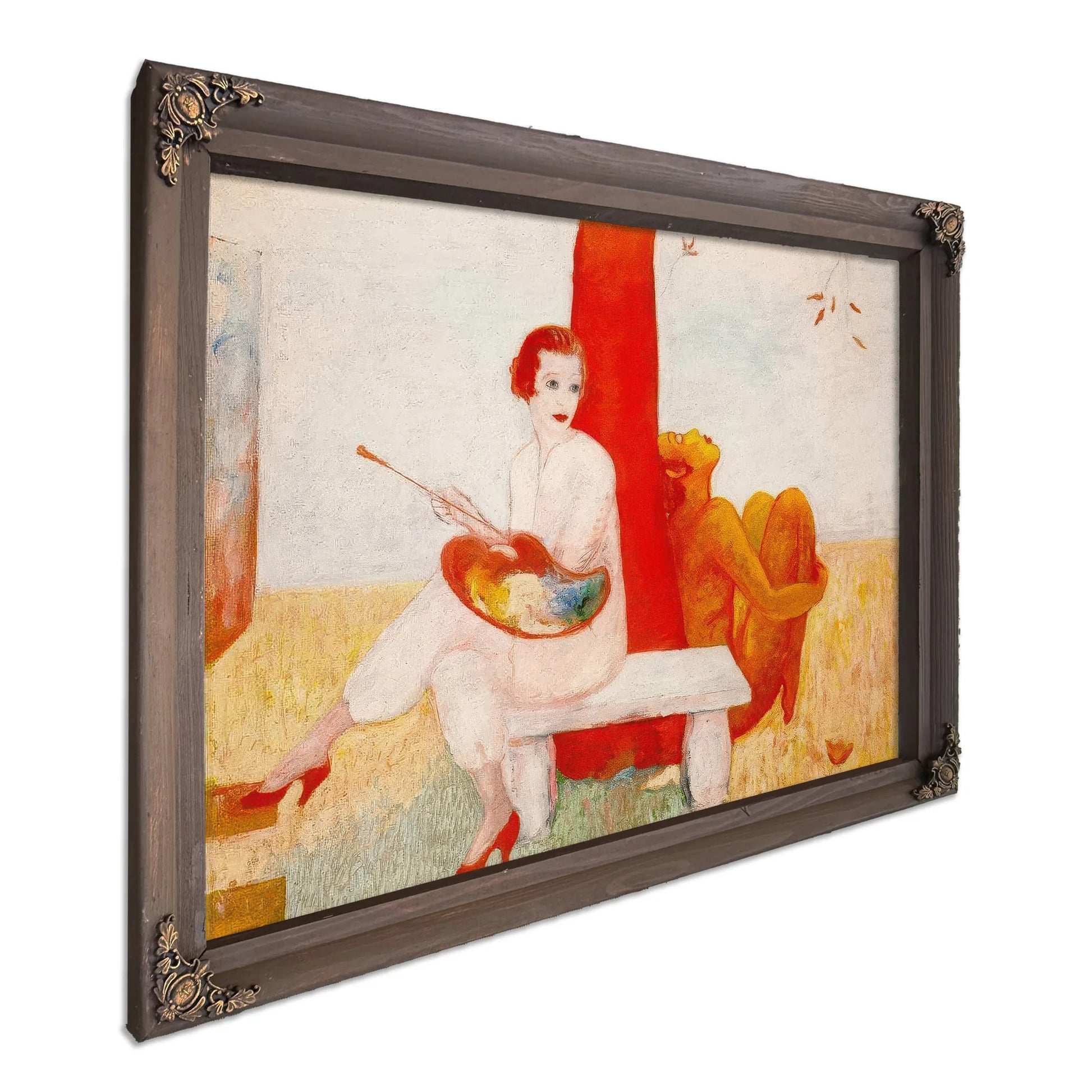 Self Portrait With Palette Painter And Faun By Florine Stettheimer Fine Art Print