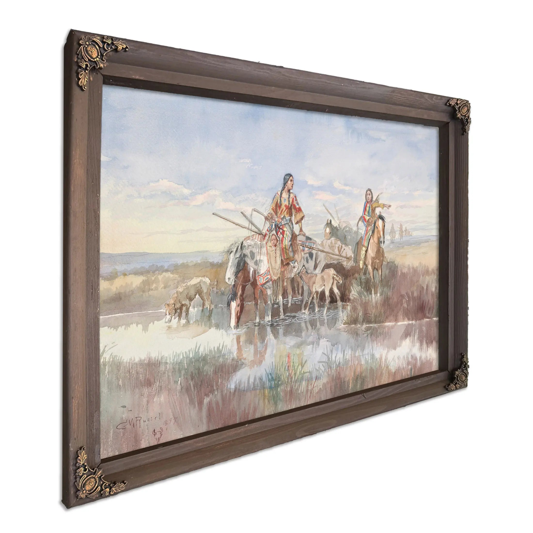 Indian Family With Travois by Charles Marion Russell
