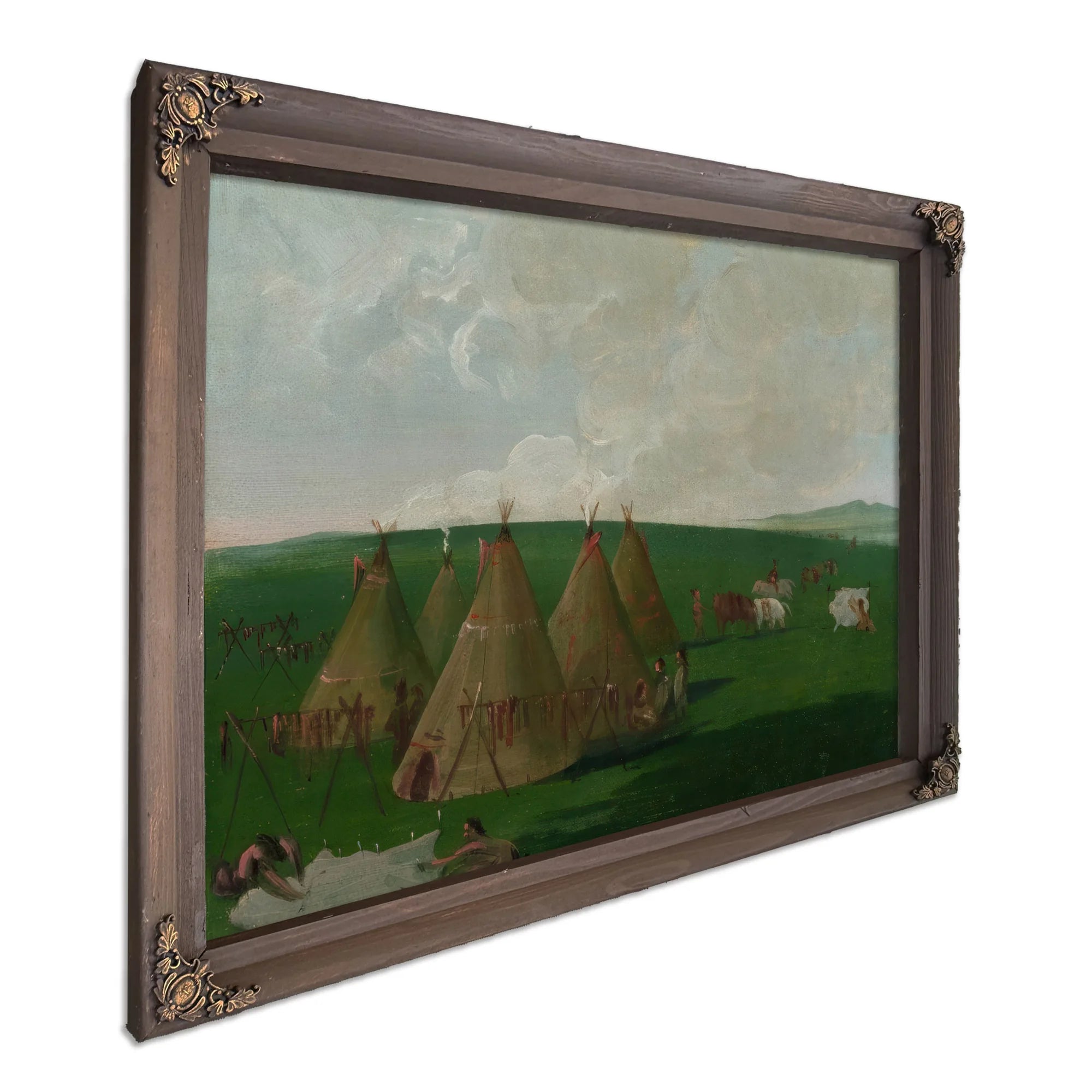 Sioux Encamped On The Upper Missouri, Dressing Buffalo Meat And Robes By George Catlin Fine Art Print