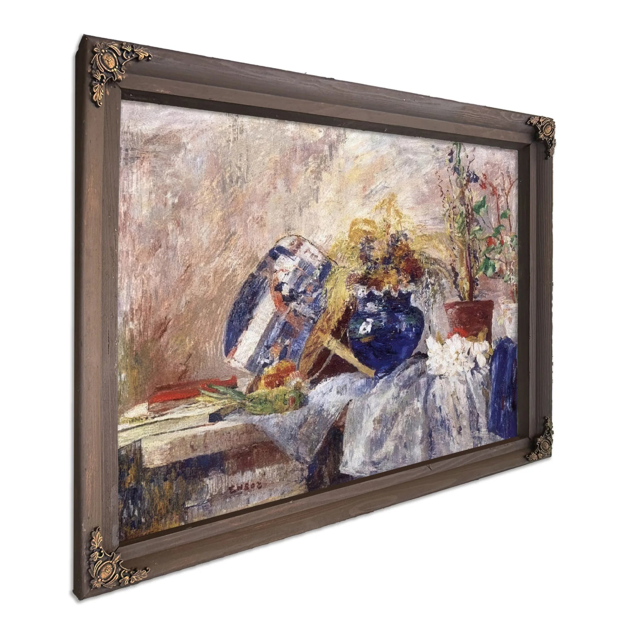 Still Life With Blue Vase And Fan By James Ensor Fine Art Print