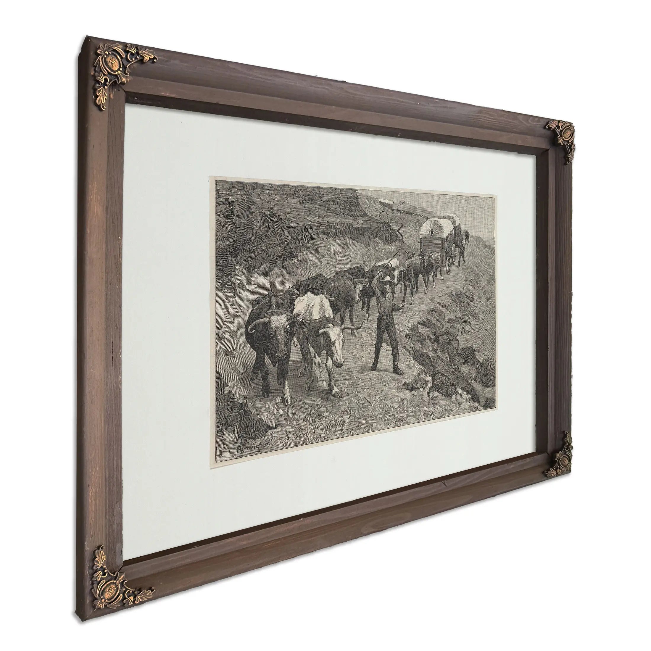An Ox Train In The Mountains by Frederic Remington