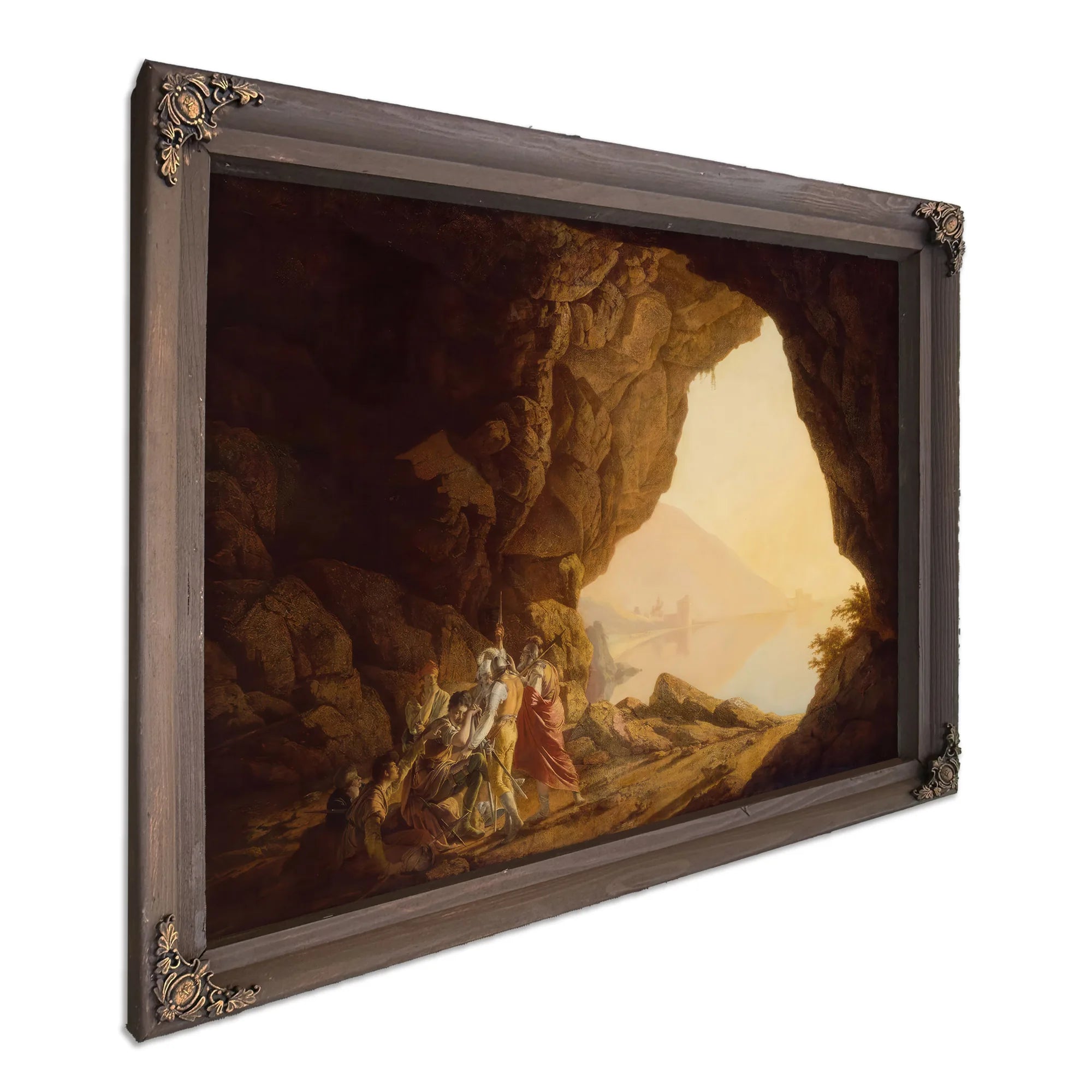 Grotto By The Seaside In The Kingdom Of Naples With Banditti Sunset by Joseph Wright Of Derby Fine Art Print