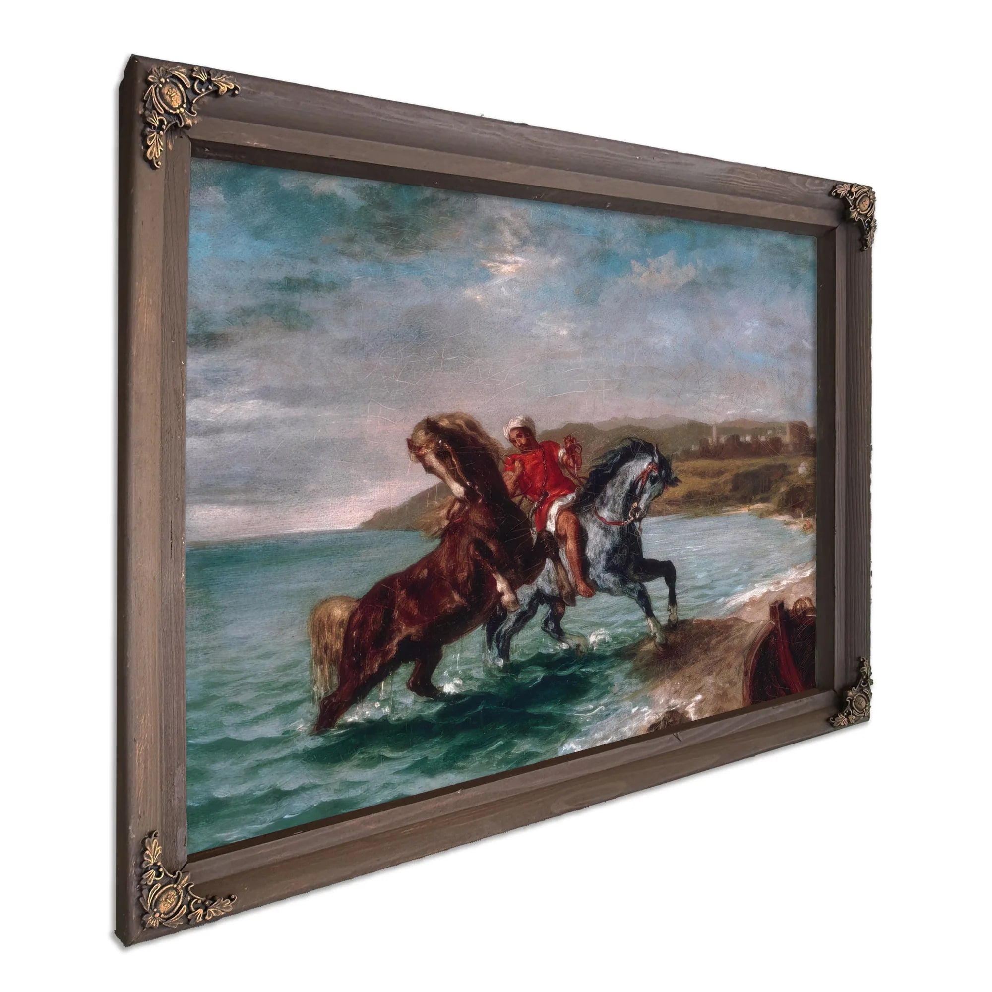 Horses Coming Out Of The Sea By Eugene Delacroix Fine Art Print