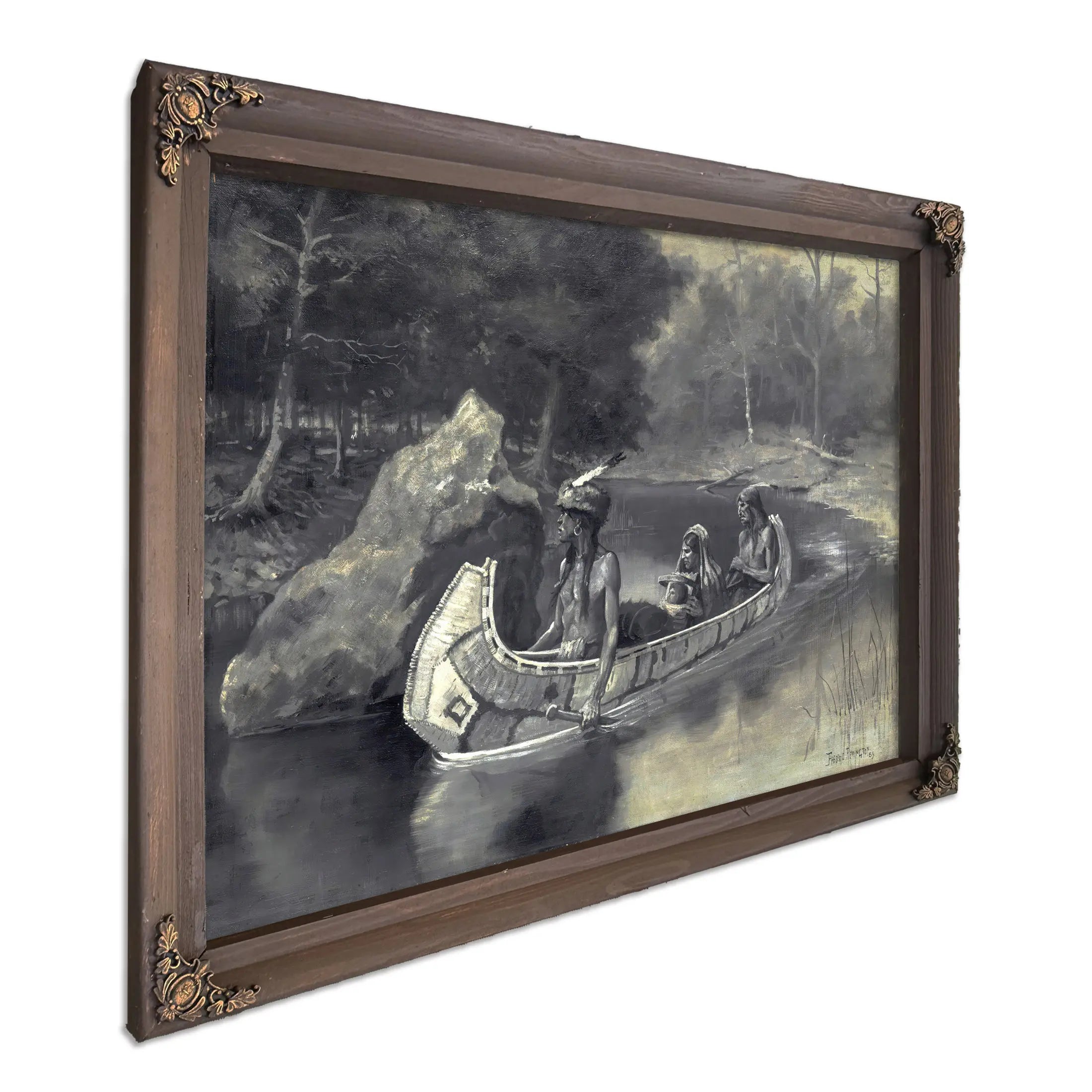 Pitched It Sheer Into The Riverwhere It Still Is Seen In The Summer  by Frederic Remington