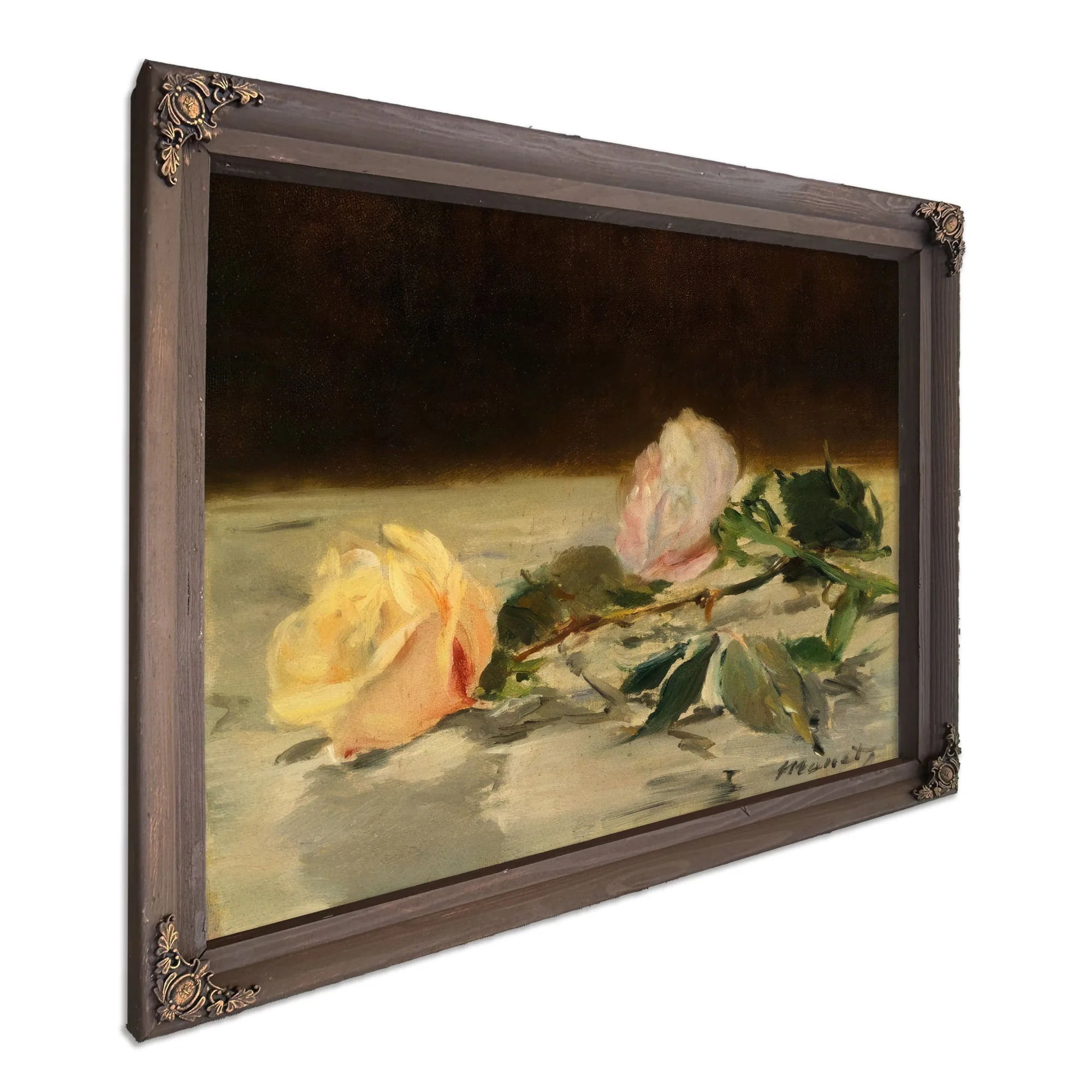 Two Roses On A Tablecloth By Edouard Manet Fine Art Print