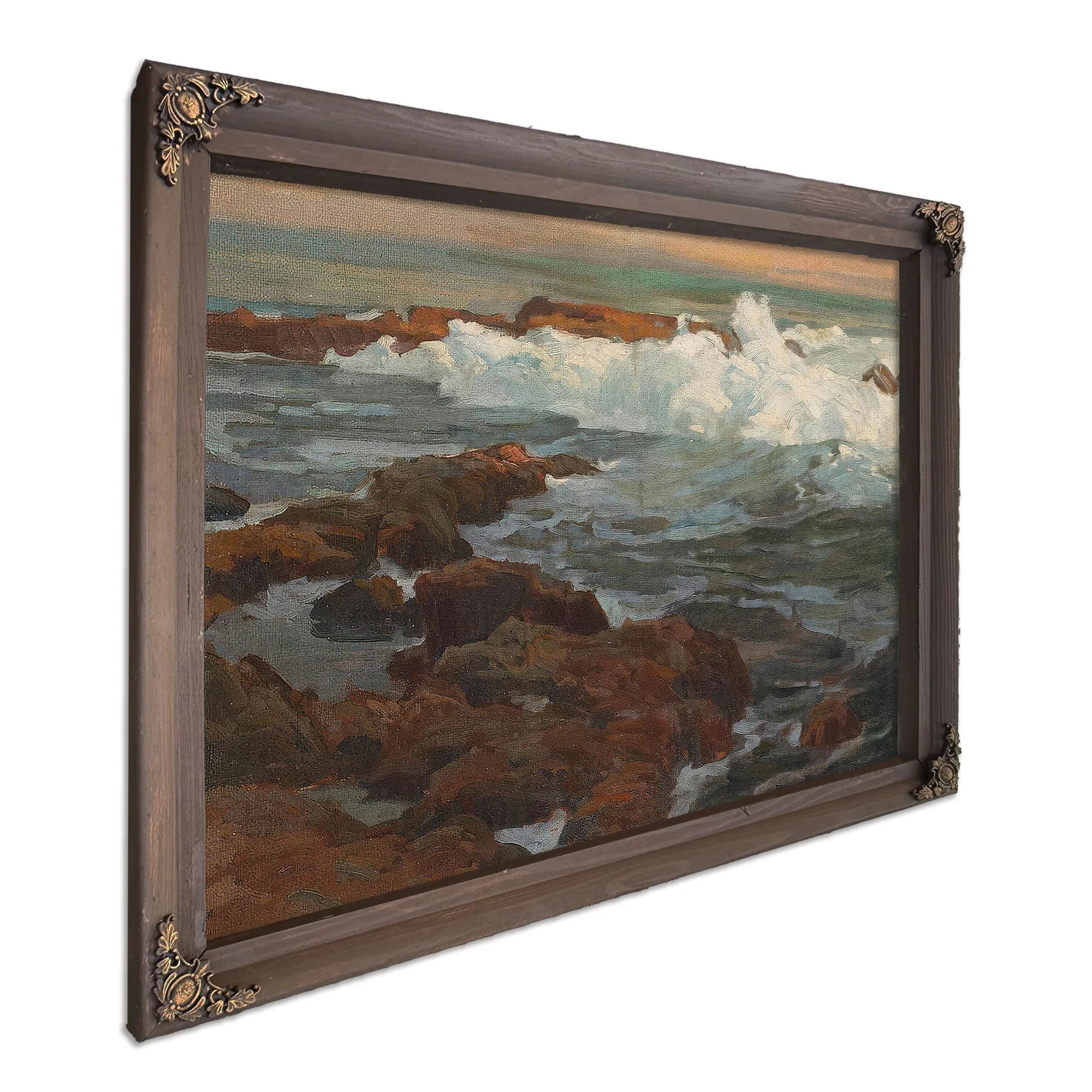 Waves Breaking Along A Rocky Coast By Edgar Payne Fine Art Print