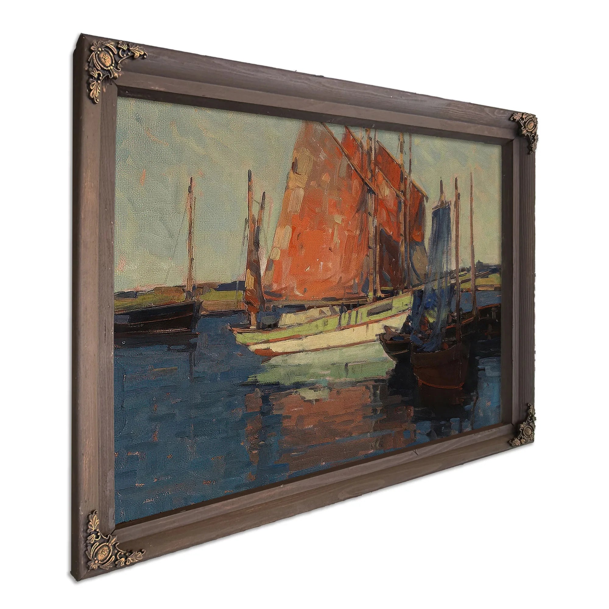 Red Sails, French Tuna Boats By Edgar Payne Fine Art Print