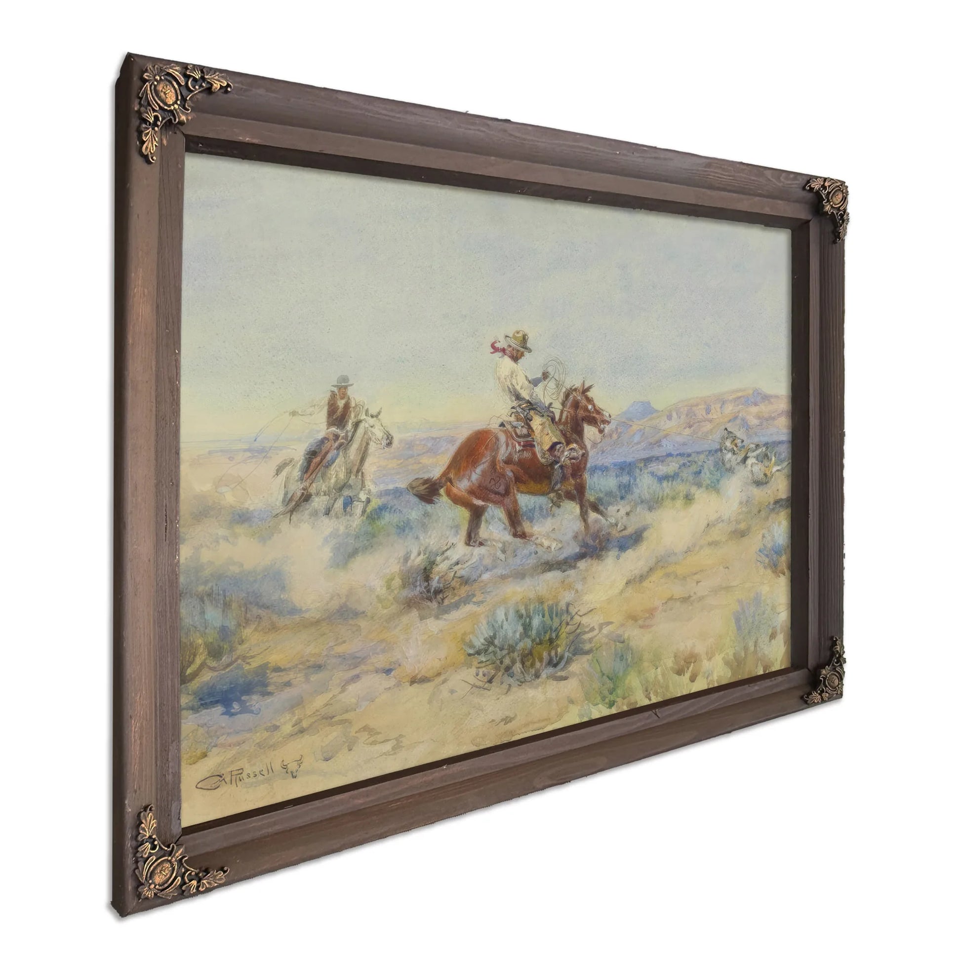 Roping A Wolf By Charles Marion Russell Fine Art Print