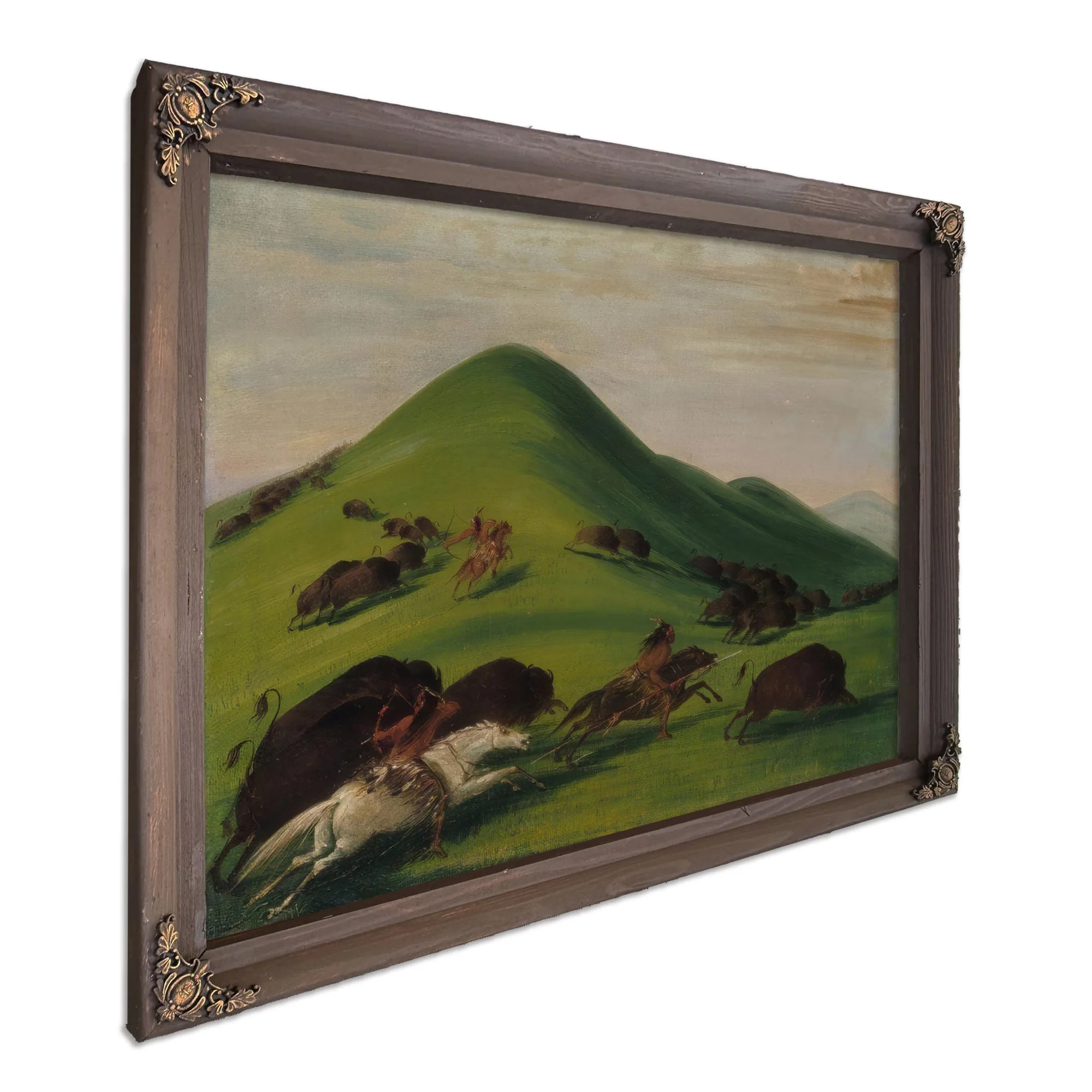 Buffalo Chase Over Prairie Bluffs By George Catlin Fine Art Print