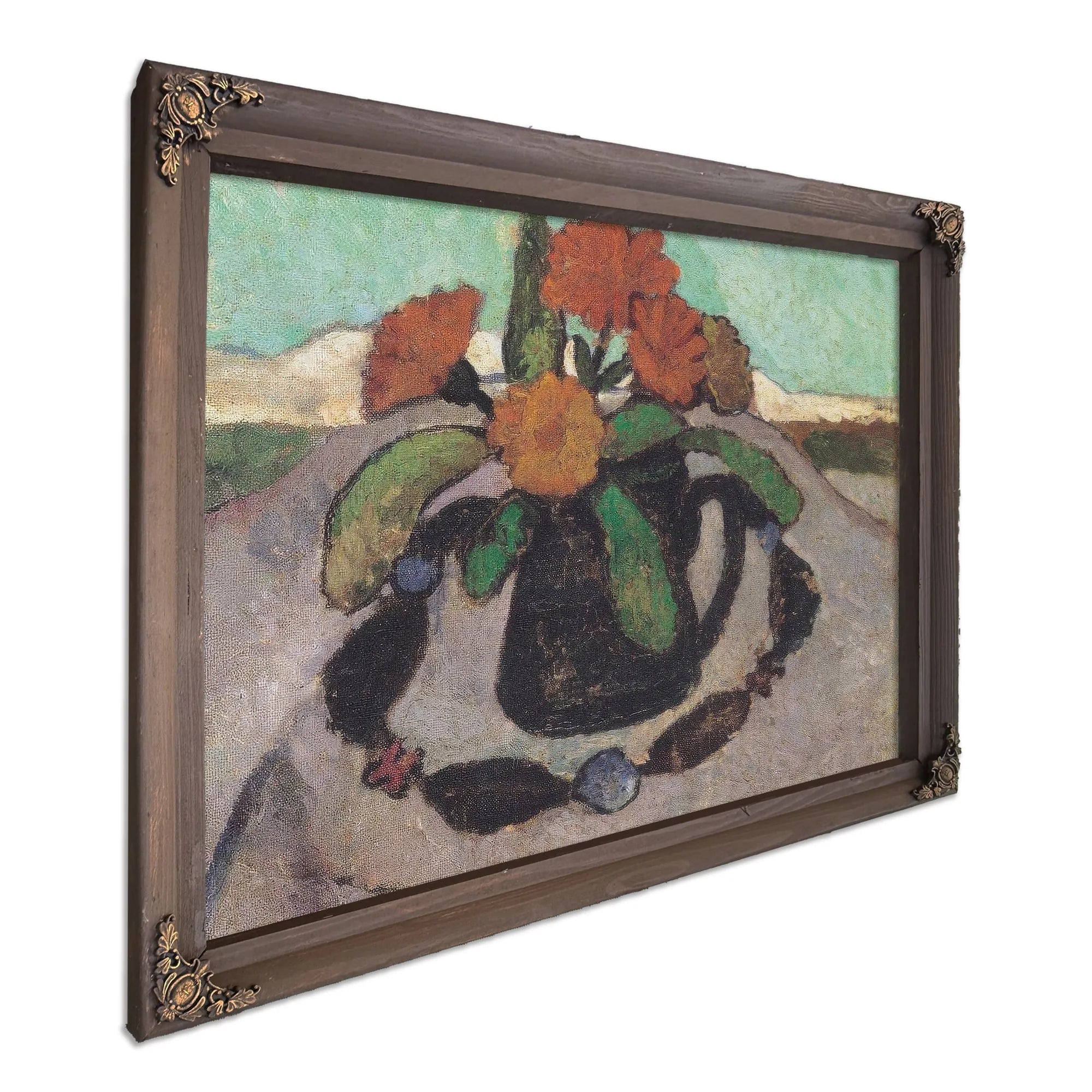Still Life With Flowers In A Landscape By Paula Modersohn Becker Fine Art Print
