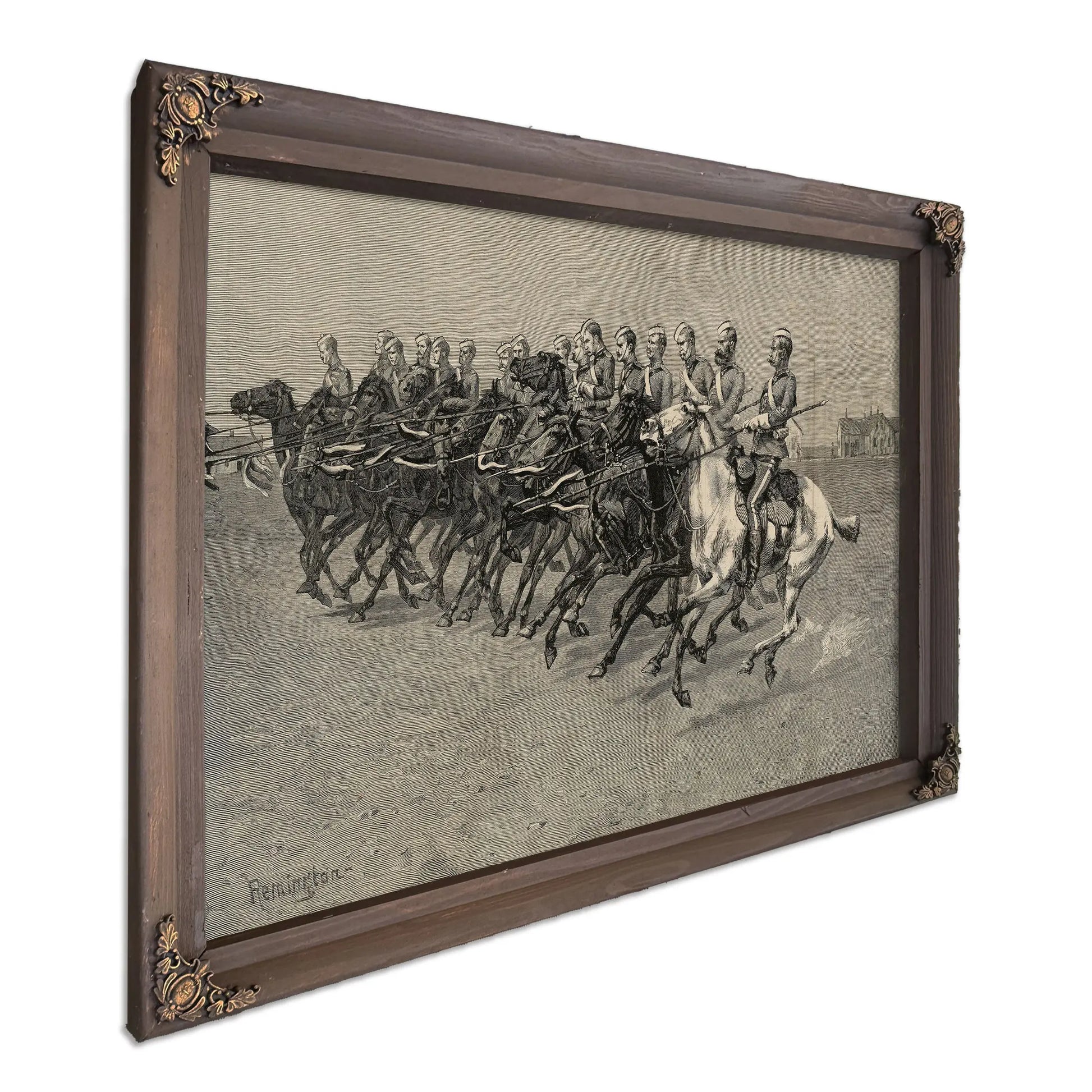 The Canadian Mounted Police On A Musical Ride Charge by Frederic Remington