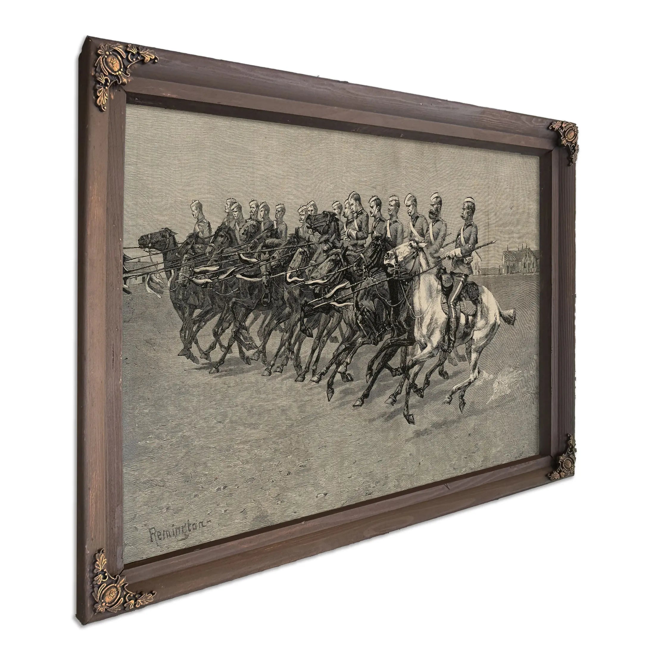 The Canadian Mounted Police On A Musical Ride Charge by Frederic Remington