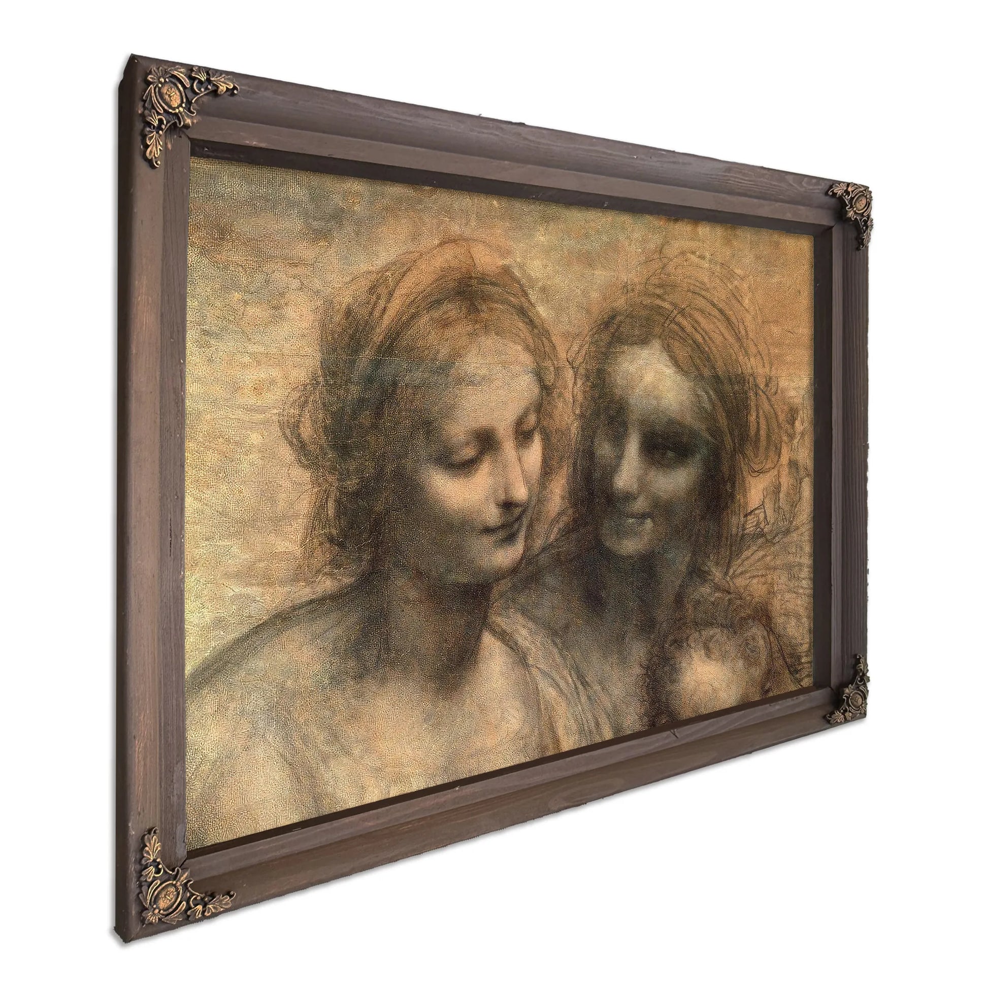 Detail Of The Heads Of The Virgin And St. Anne From The Virgin And Child With Ss. Anne And John The Baptist By Leonardo Da Vinci Fine Art Print