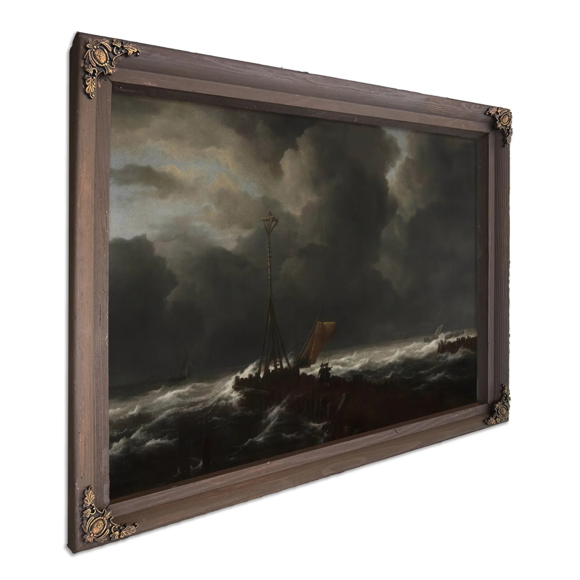 Rough Sea At A Jetty By Jacob Van Ruisdael Fine Art Print