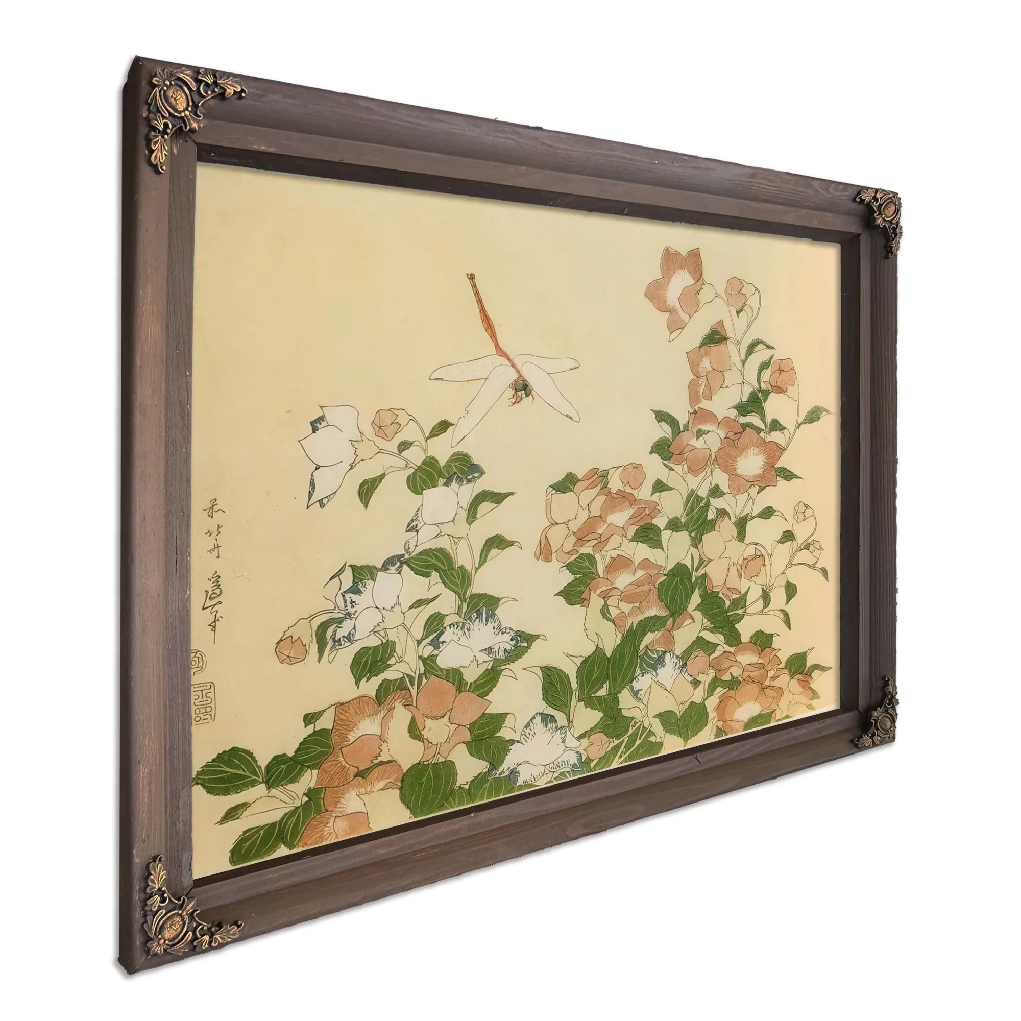 Bell Flower And Dragonfly By Hokusai Fine Art Print