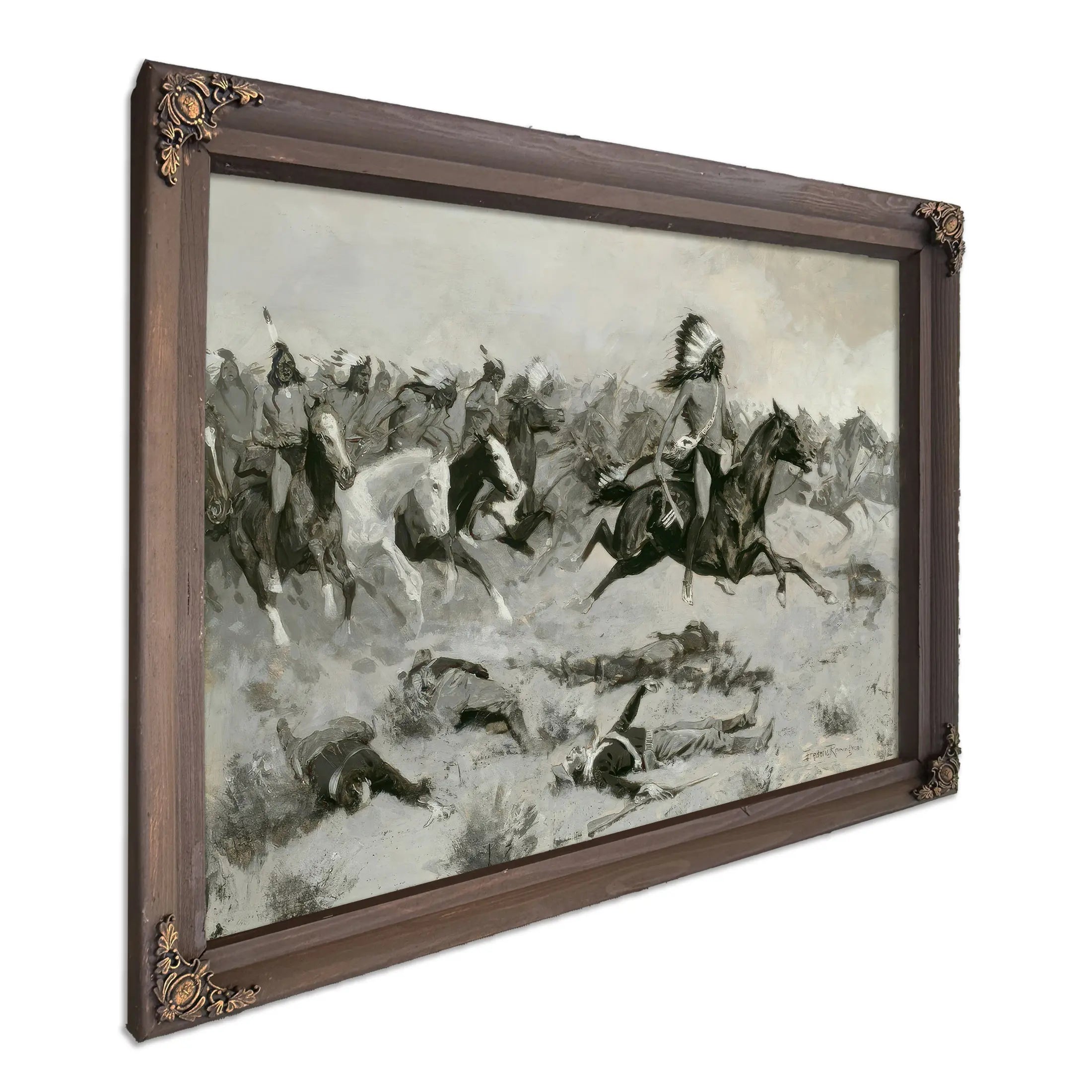 Rushing Red Lodges Passed Through The Line by Frederic Remington
