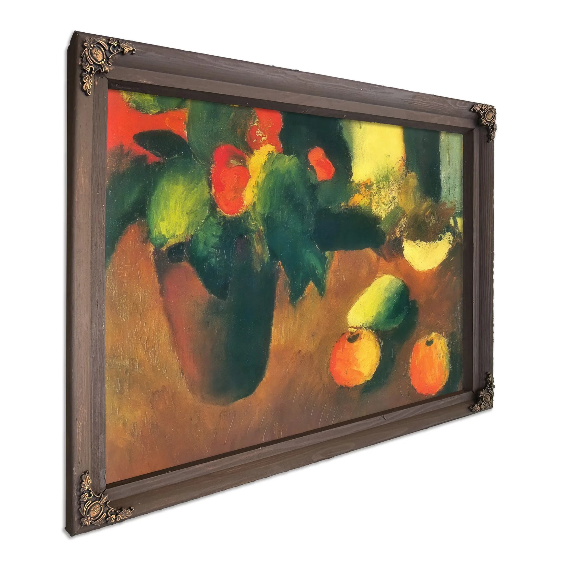 Still Life With Begonisas Apples And Pear By August Macke Fine Art Print