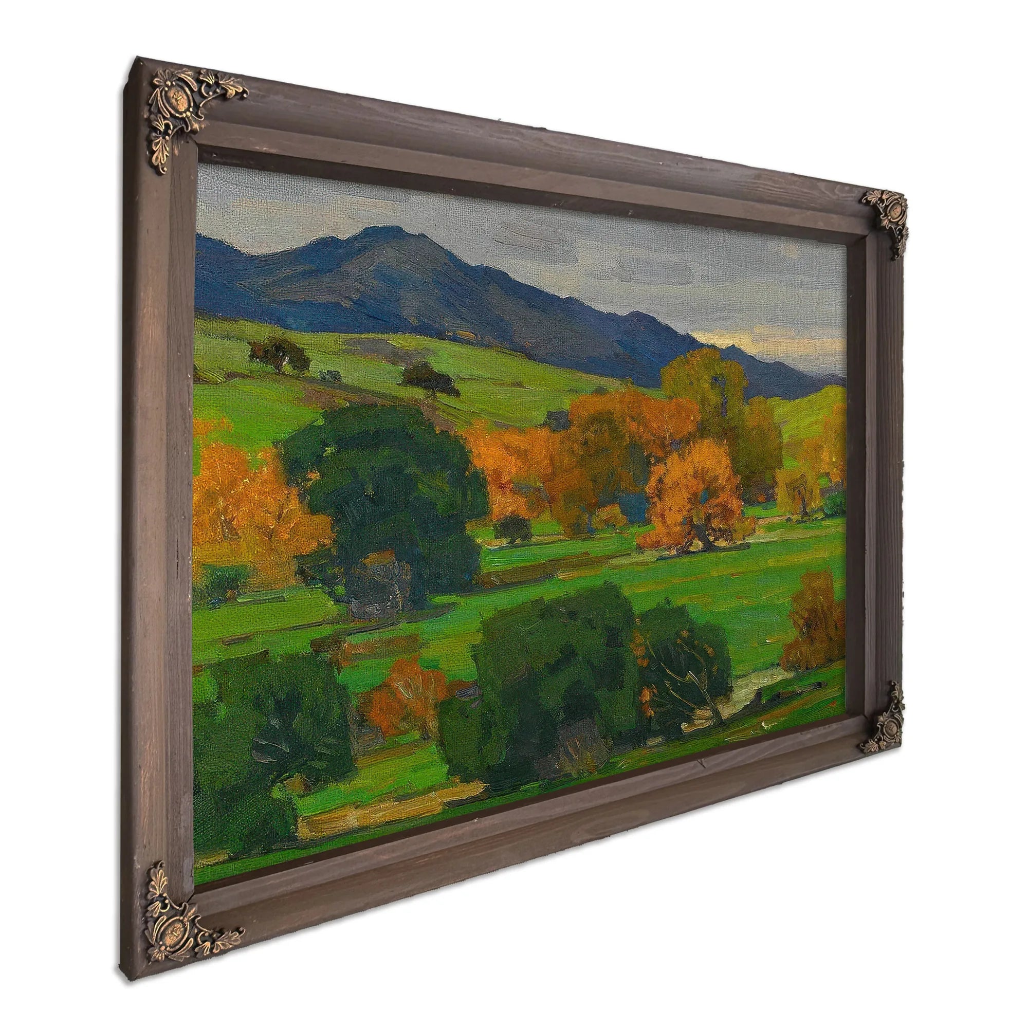 California Landscape Depicting Autumn Oaks On A Rolling Hillside With Mountains Beyond 1924 By William Wendt Fine Art Print