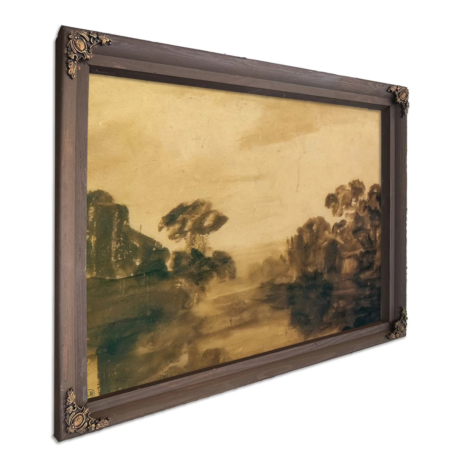 River With Trees On Its Embankment At Dusk, By Rembrandt Fine Art Print