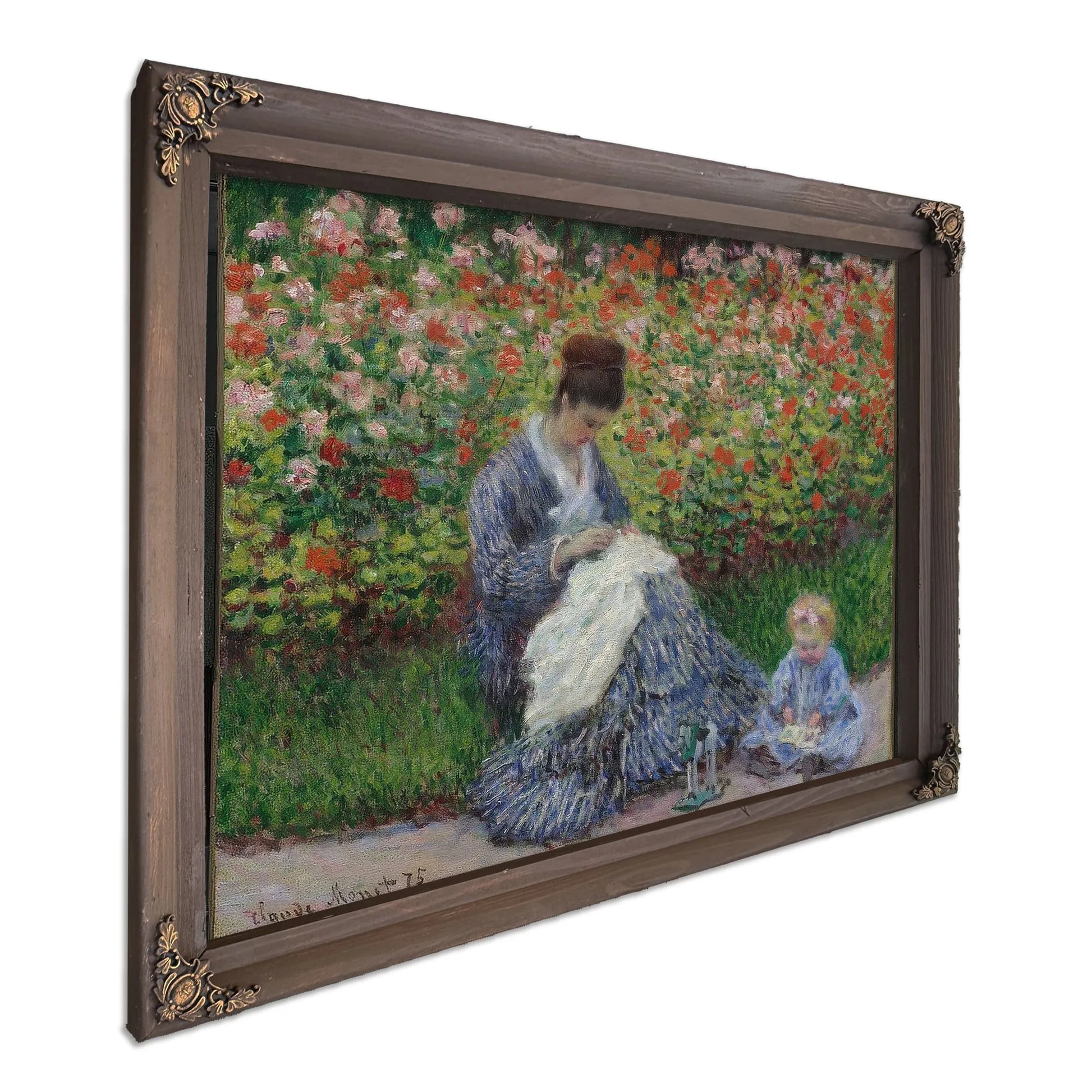 Camille Monet And A Child In The Garden In Argenteuil 1875 By Claude Monet Fine Art Print