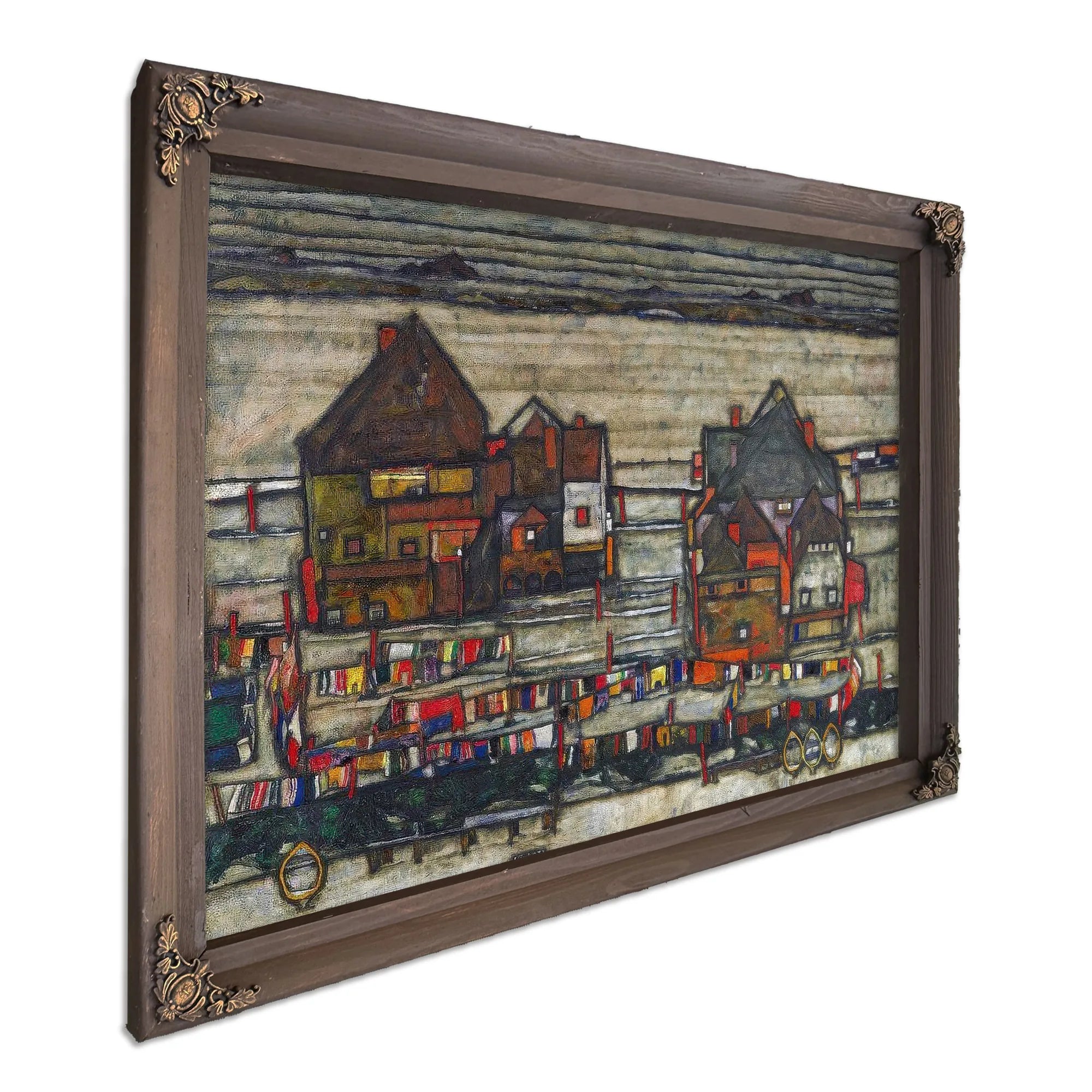 Houses With Laundry Seeburg Ha User Mit Bunter Wa Sche 1914 Pc By Egon Schiele Fine Art Print