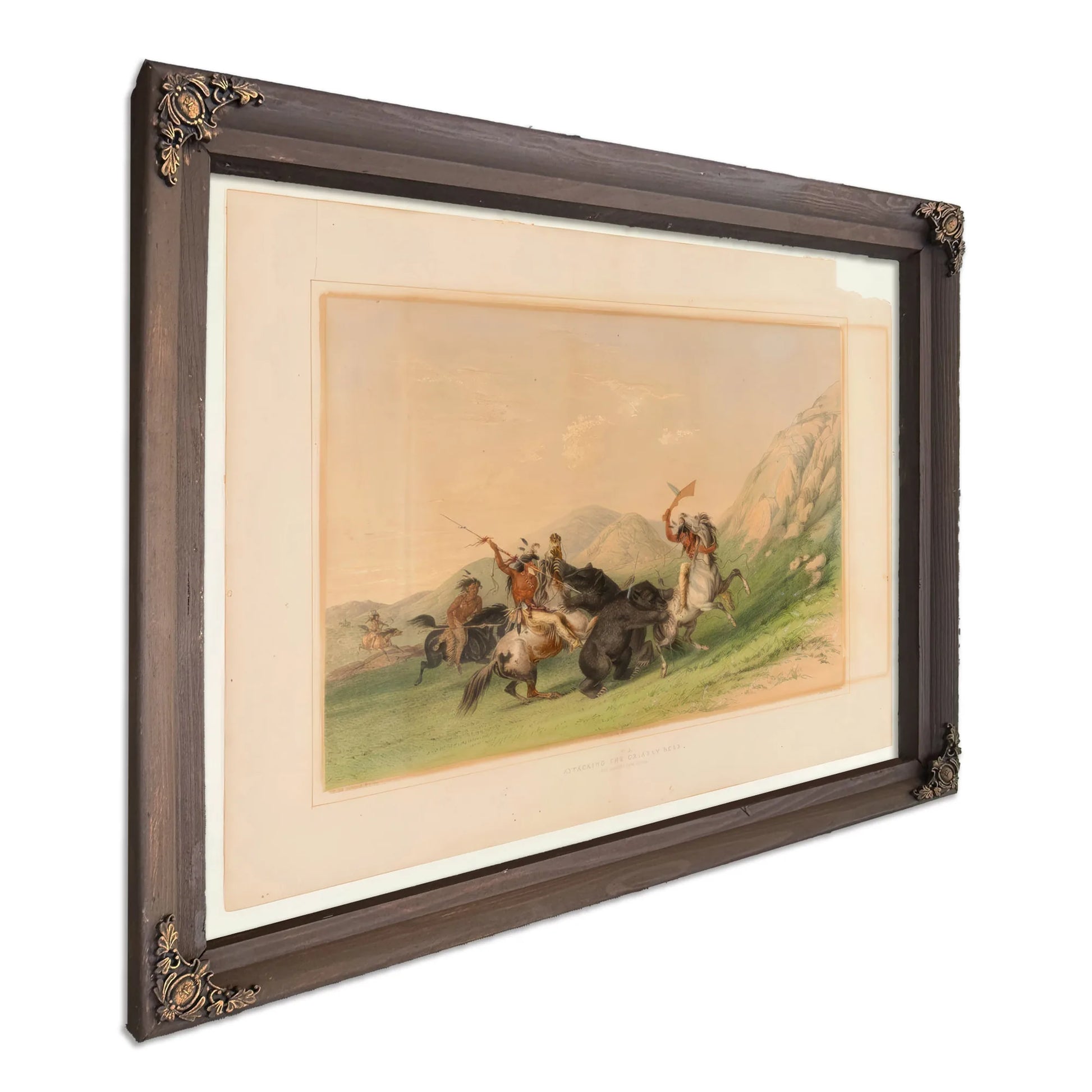 Attacking The Grizzly Bear No. 19 By George Catlin Fine Art Print