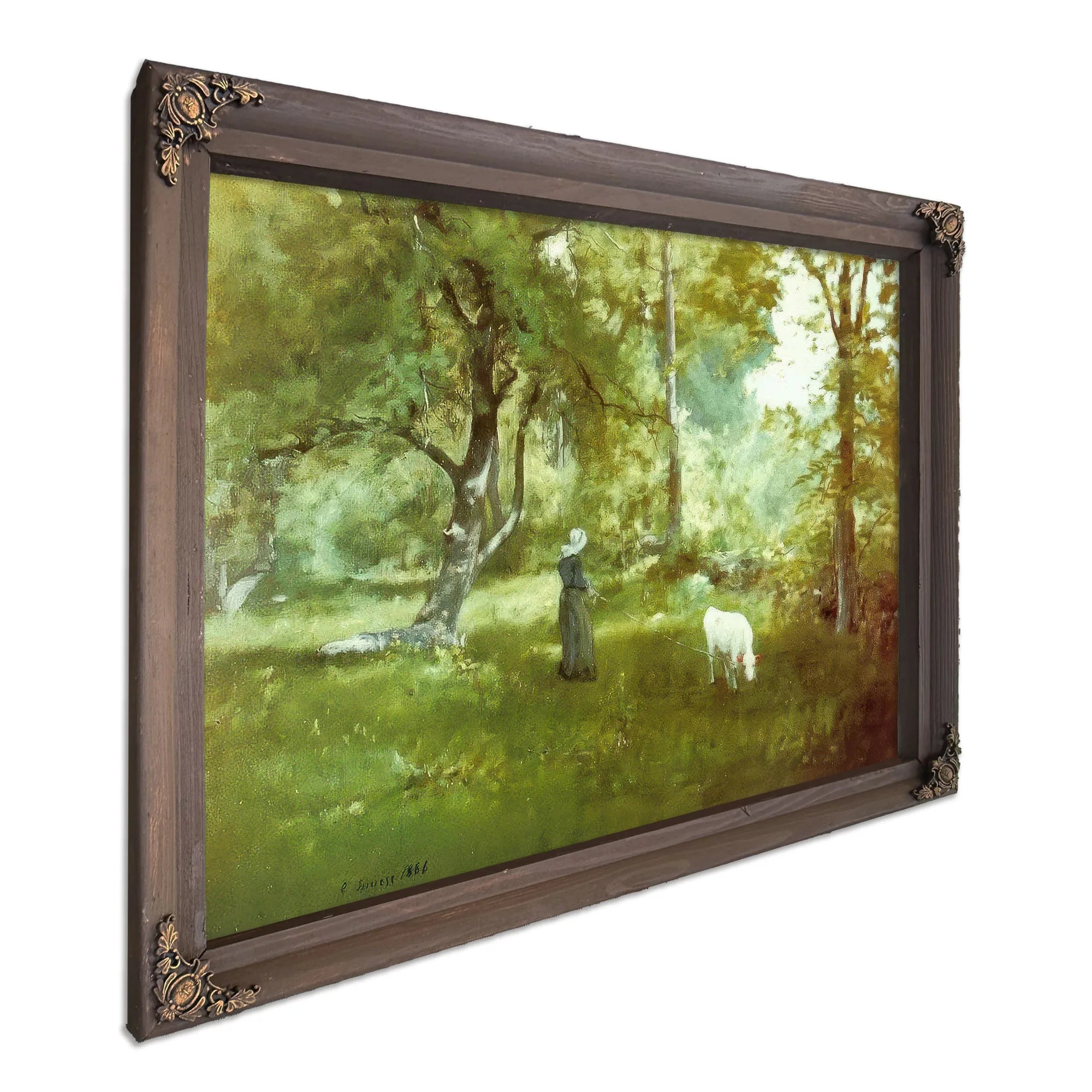 Woman With Calf By George Inness Fine Art Print