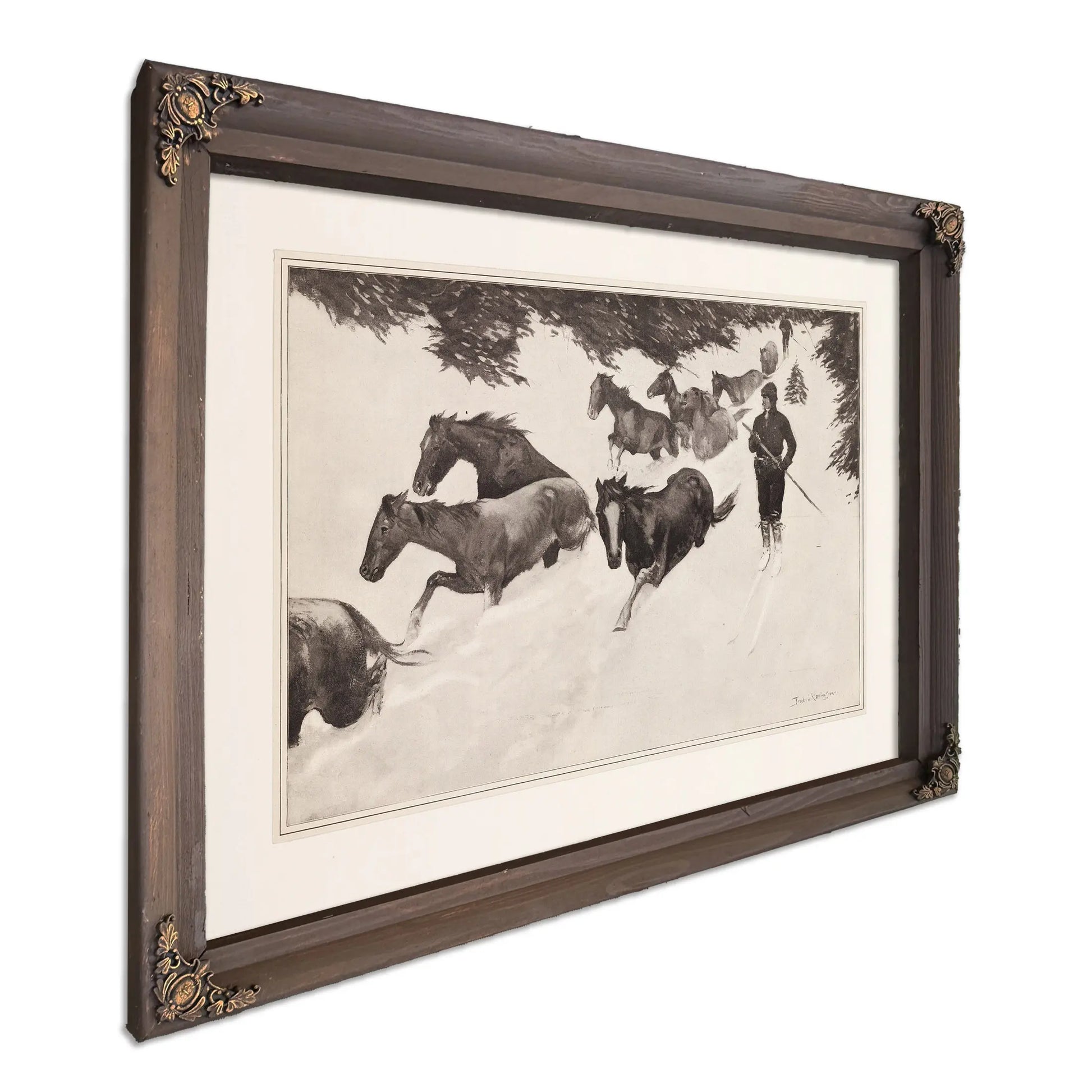 Working Snow Bound Ponies Out Of The Mountains by Frederic Remington