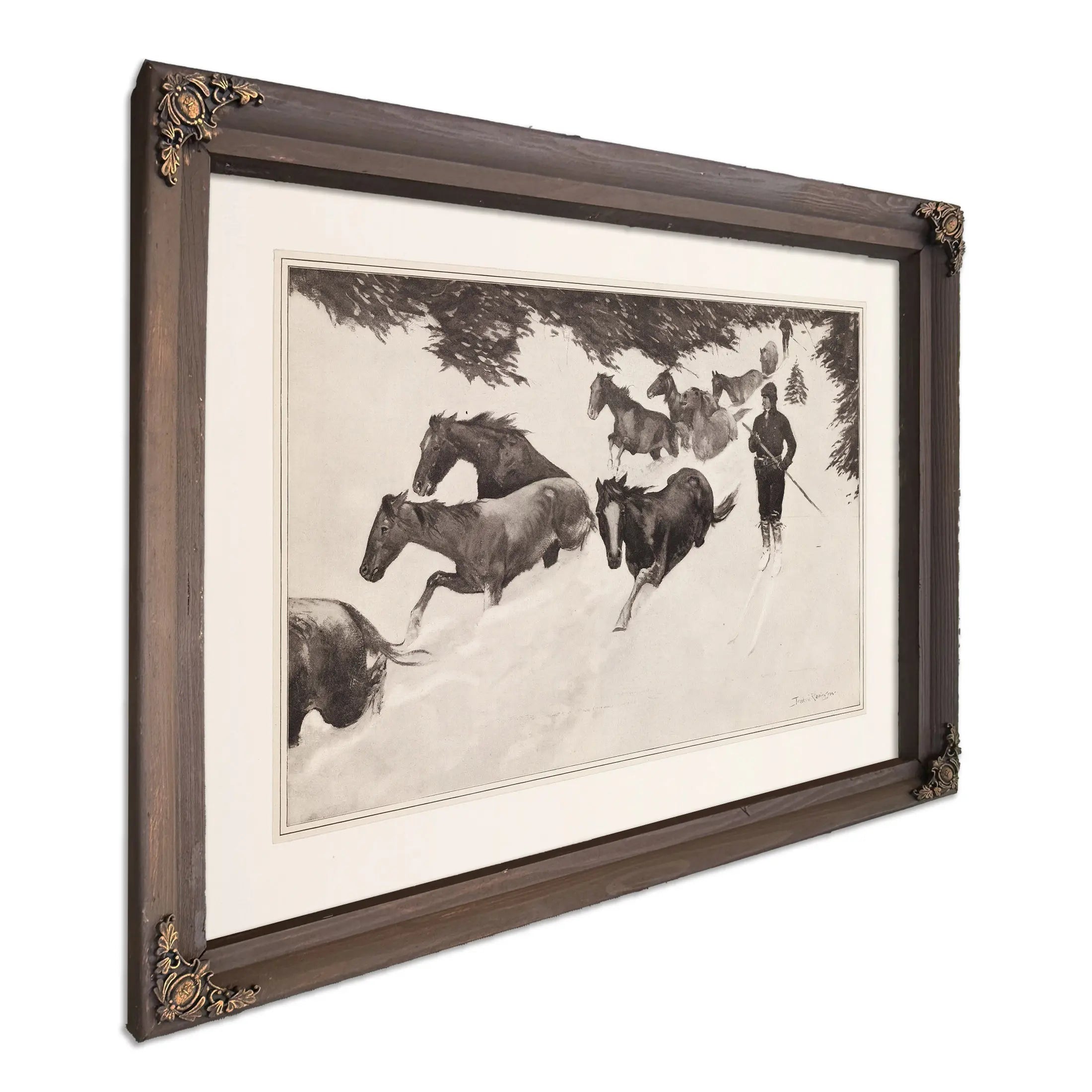 Working Snow Bound Ponies Out Of The Mountains by Frederic Remington