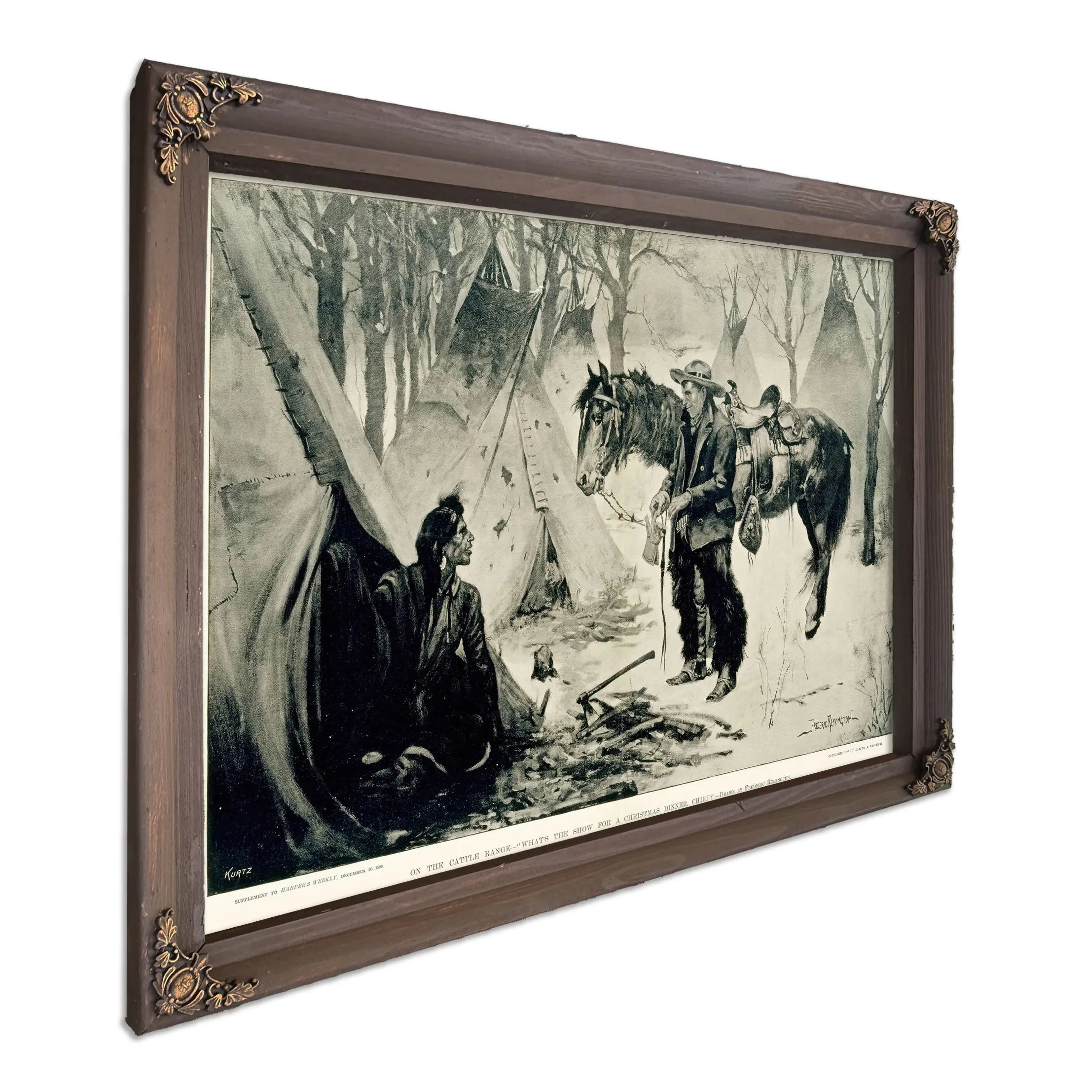 On The Cattle Range What S The Show For A Chirstmas Dinner Chief by Frederic Remington